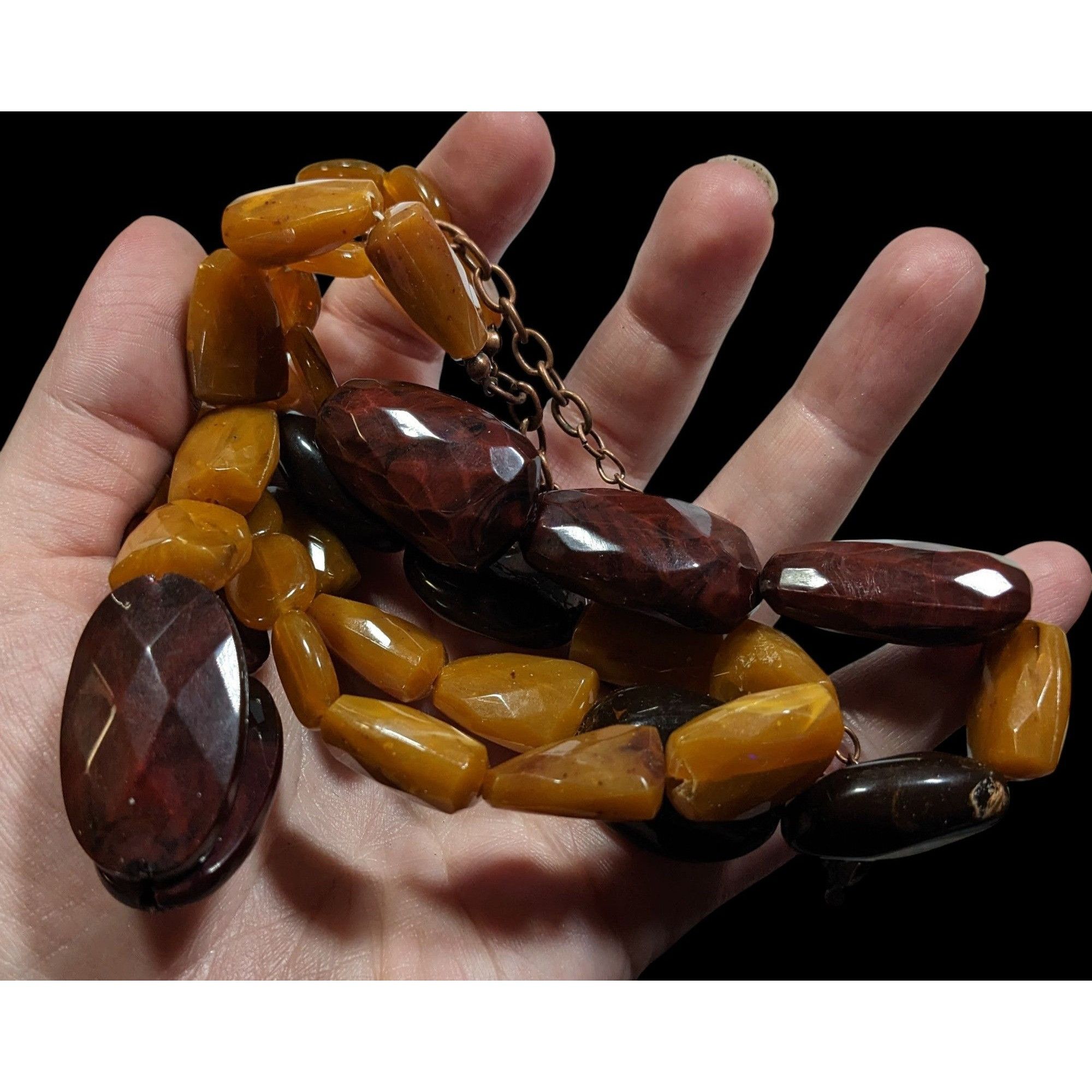 Other Vintage Retro Chunky Brown Acrylic Beaded Layered Necklace Size ONE SIZE - 3 Thumbnail