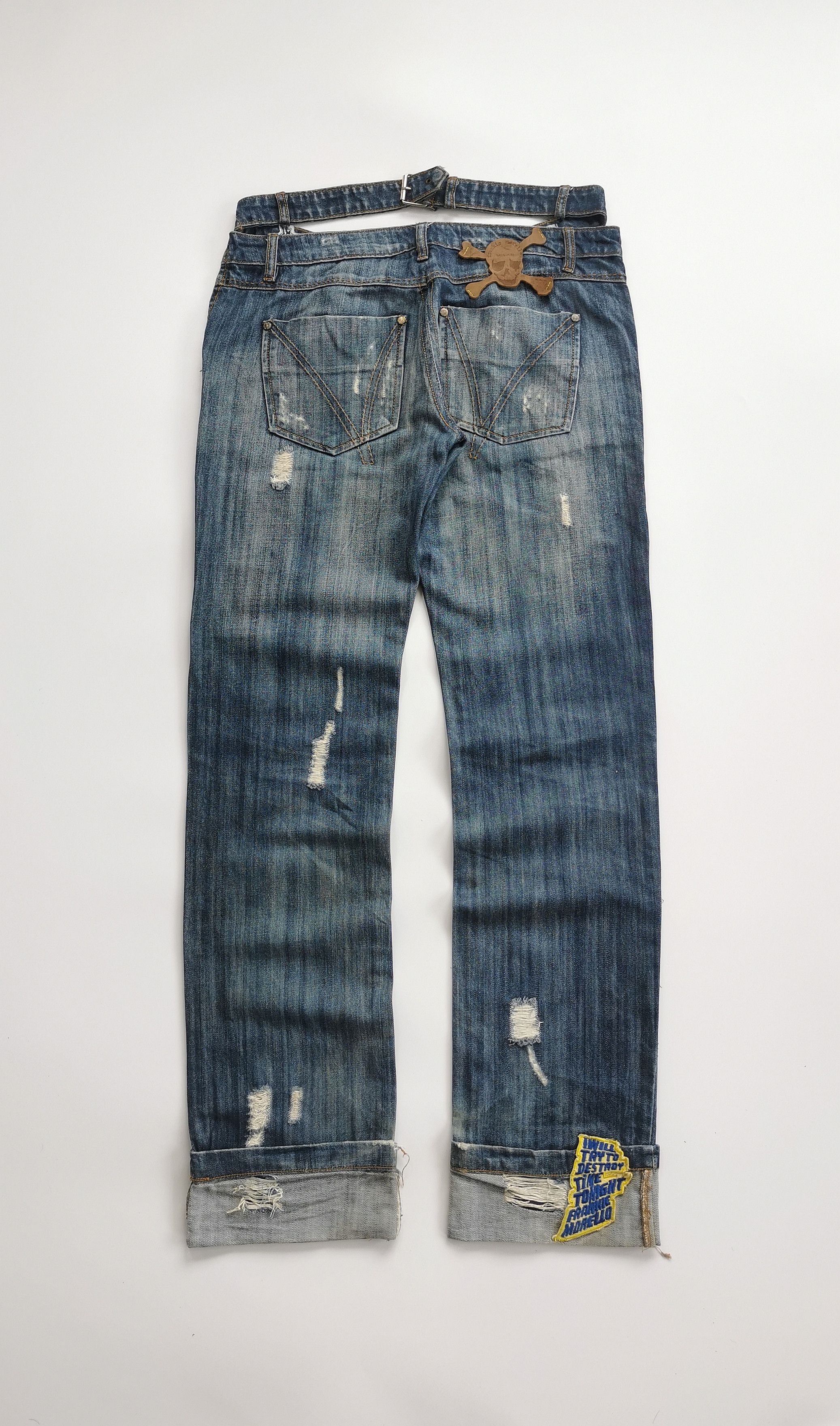 Frankie Morello Frankie Morello Y2K Gimmick Skull Damage Processing Jeans Size US 32 / EU 48 - 6 Thumbnail