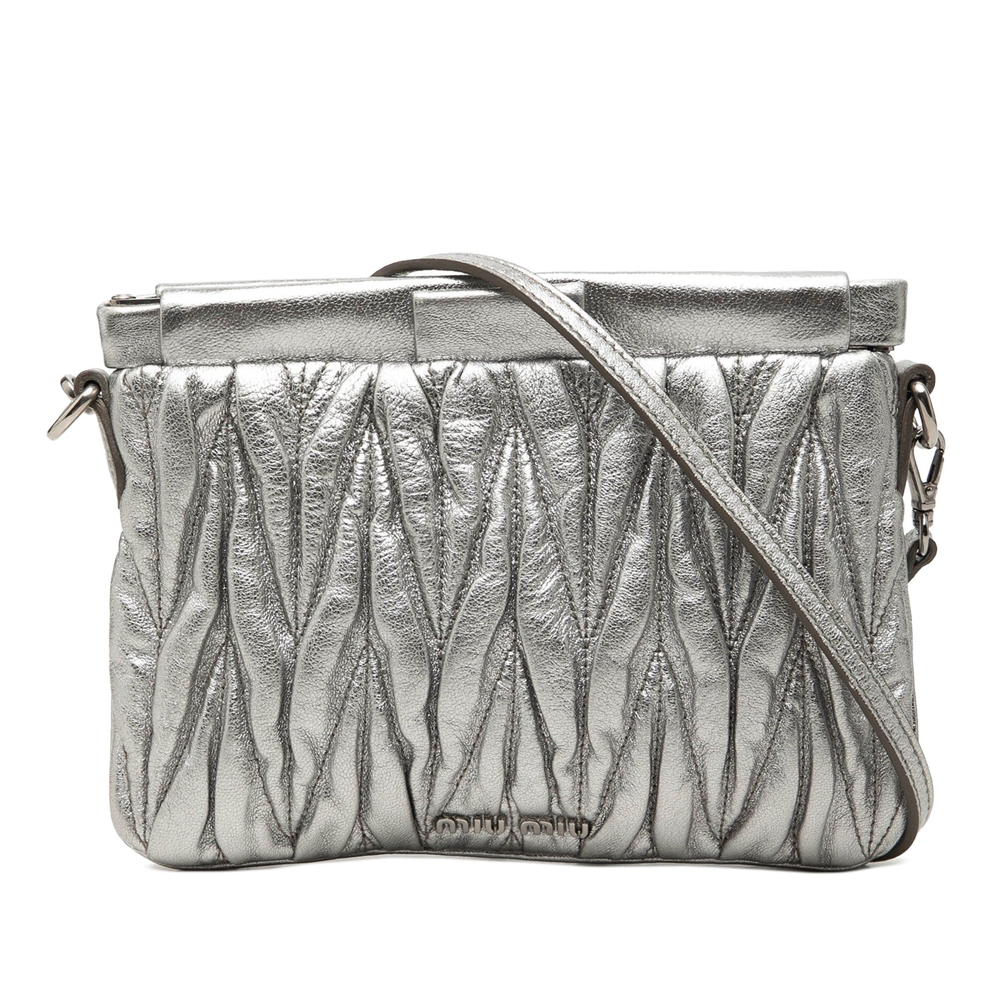 Miu Miu Matelasse Metallic Nappa Frame Clutch with Strap Size ONE SIZE - 1 Thumbnail