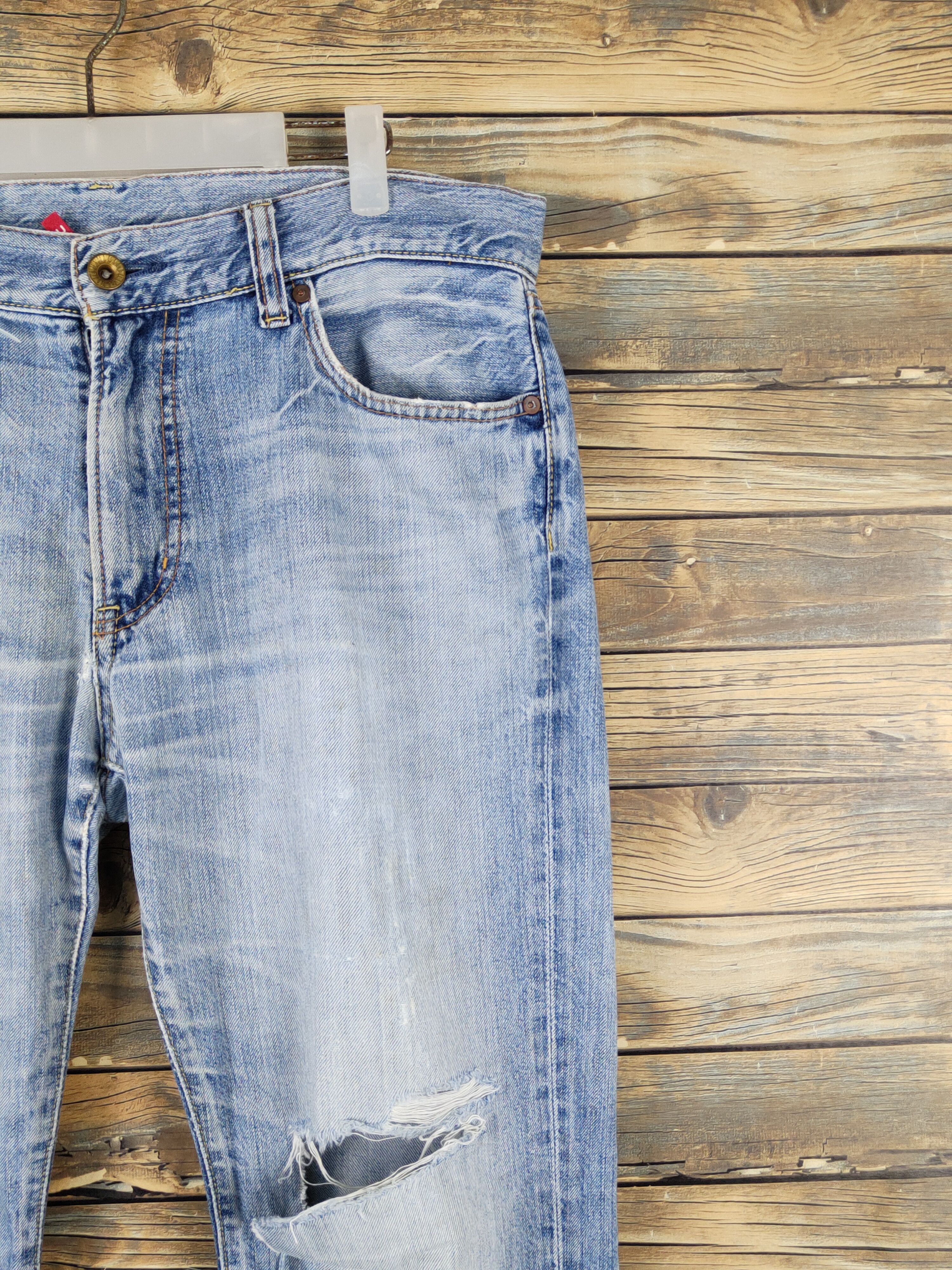 Japanese Brand Uniqlo japan faded Blue Distressed Ripped denim Jeans #W1498 Size US 35 - 5 Thumbnail