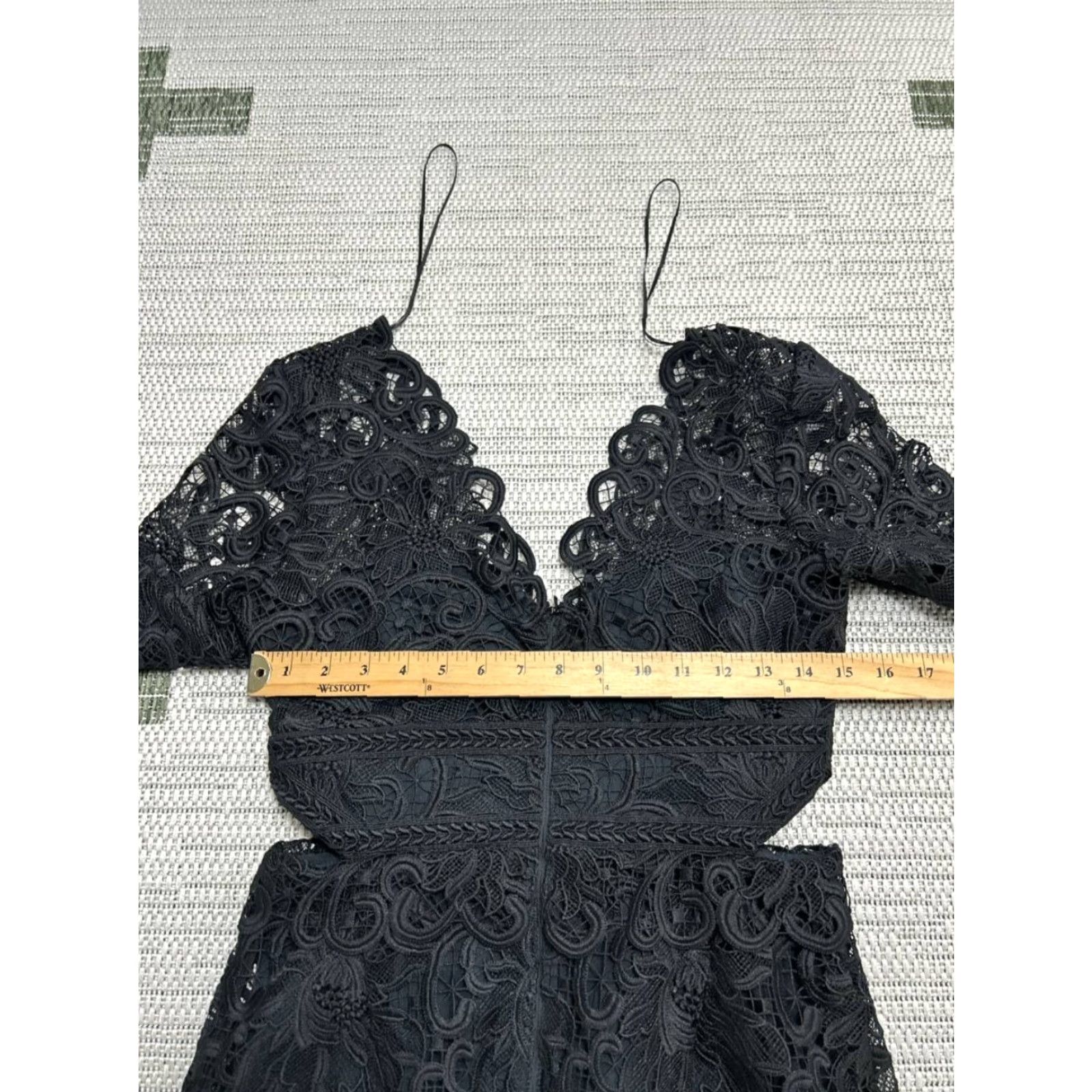 Reiss Reiss Dress Womens Bodycon Lace Black Zip Knee Length V-Neck Floral Long Sleeve 6 - Casual Party/Cocktail Size M / US 6-8 / IT 42-44 - 4 Thumbnail