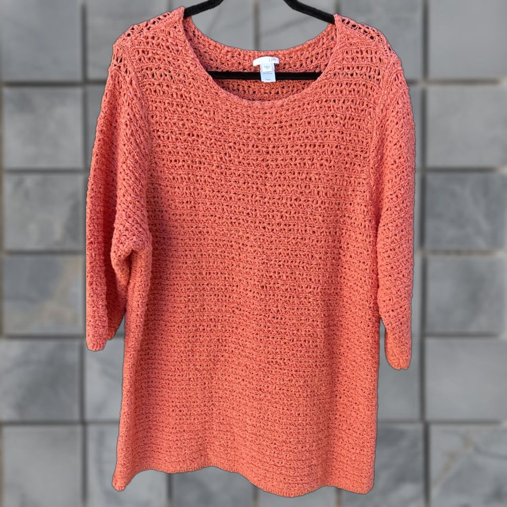 J. Jill J. Jill Women's Pink Tight-Knit 3/4 Sleeve Button Sweater Dress XL Cotton Heavyweight Casual Knit Dress Mens? Wait. Size XL / US 12-14 / IT 48-50 - 1 Thumbnail
