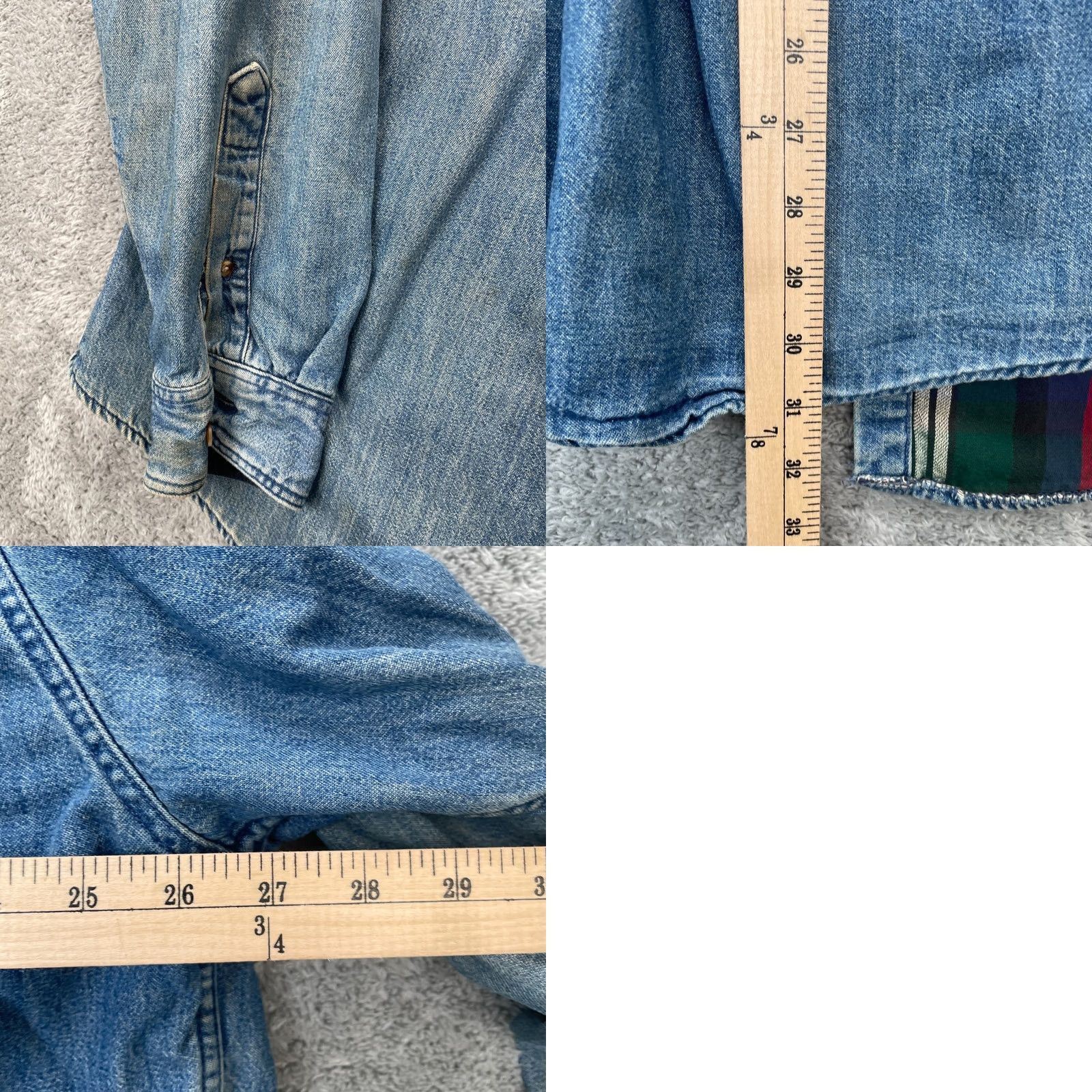 Eddie Bauer VTG Eddie Bauer Jacket Mens XL Denim Thrashed Grunge 90s Plaid Bomber Jacket Blue Size US XL / EU 56 / 4 - 8 Thumbnail