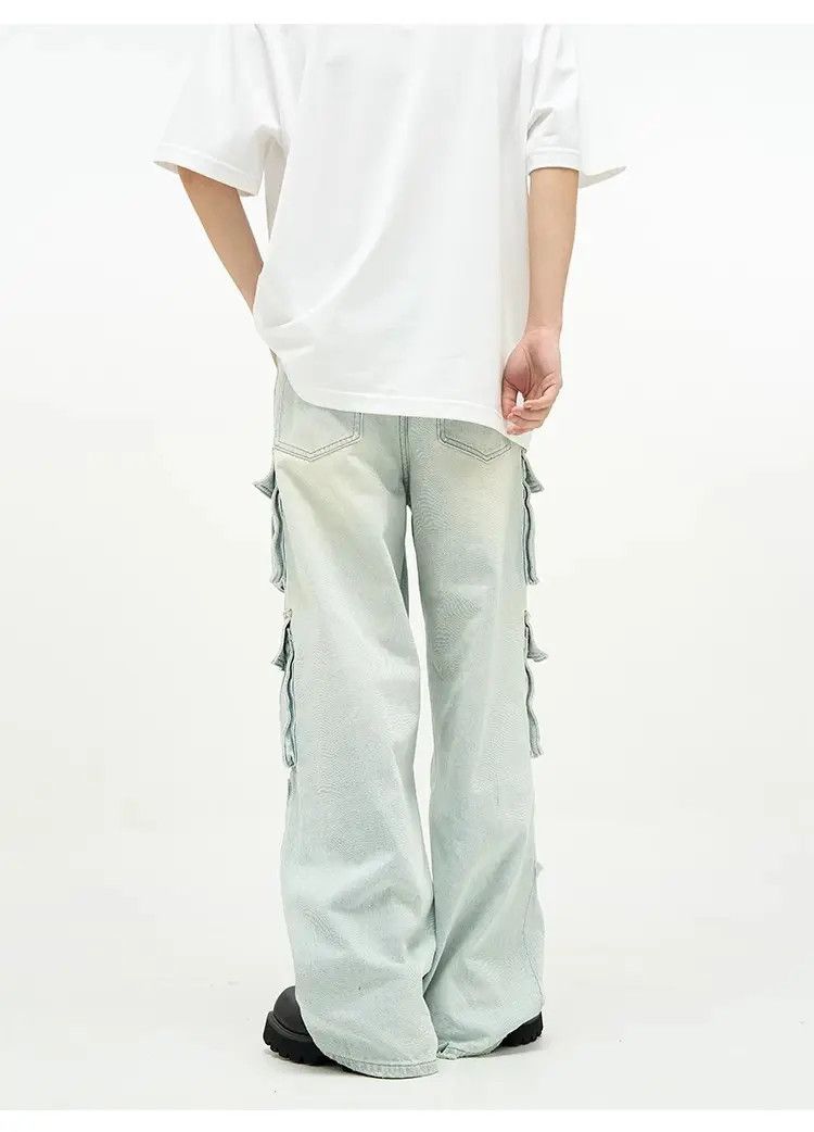 Japanese Brand Retro Blue Wide Leg Multi Pocket Jeans Size US 32 / EU 48 - 3 Thumbnail