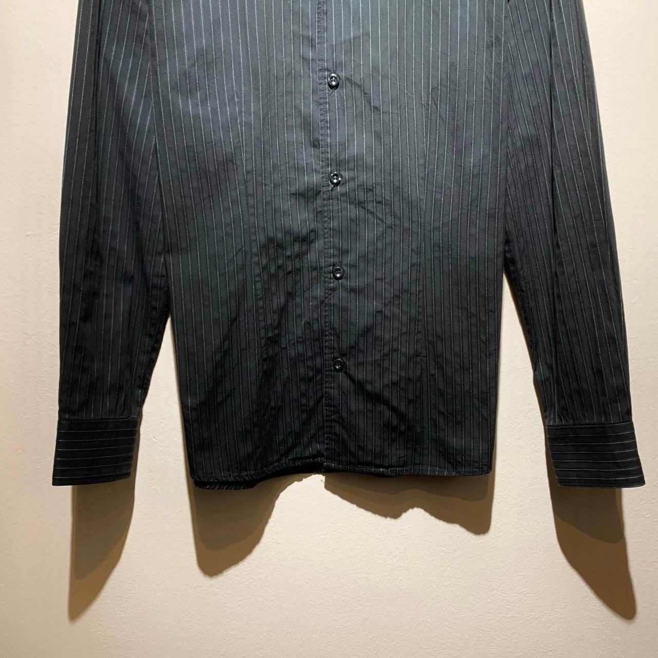 Tornado Mart Tornado Mart Open Collar Striped 90s Black Shirts 🌪️ Size US L / EU 52-54 / 3 - 5 Thumbnail