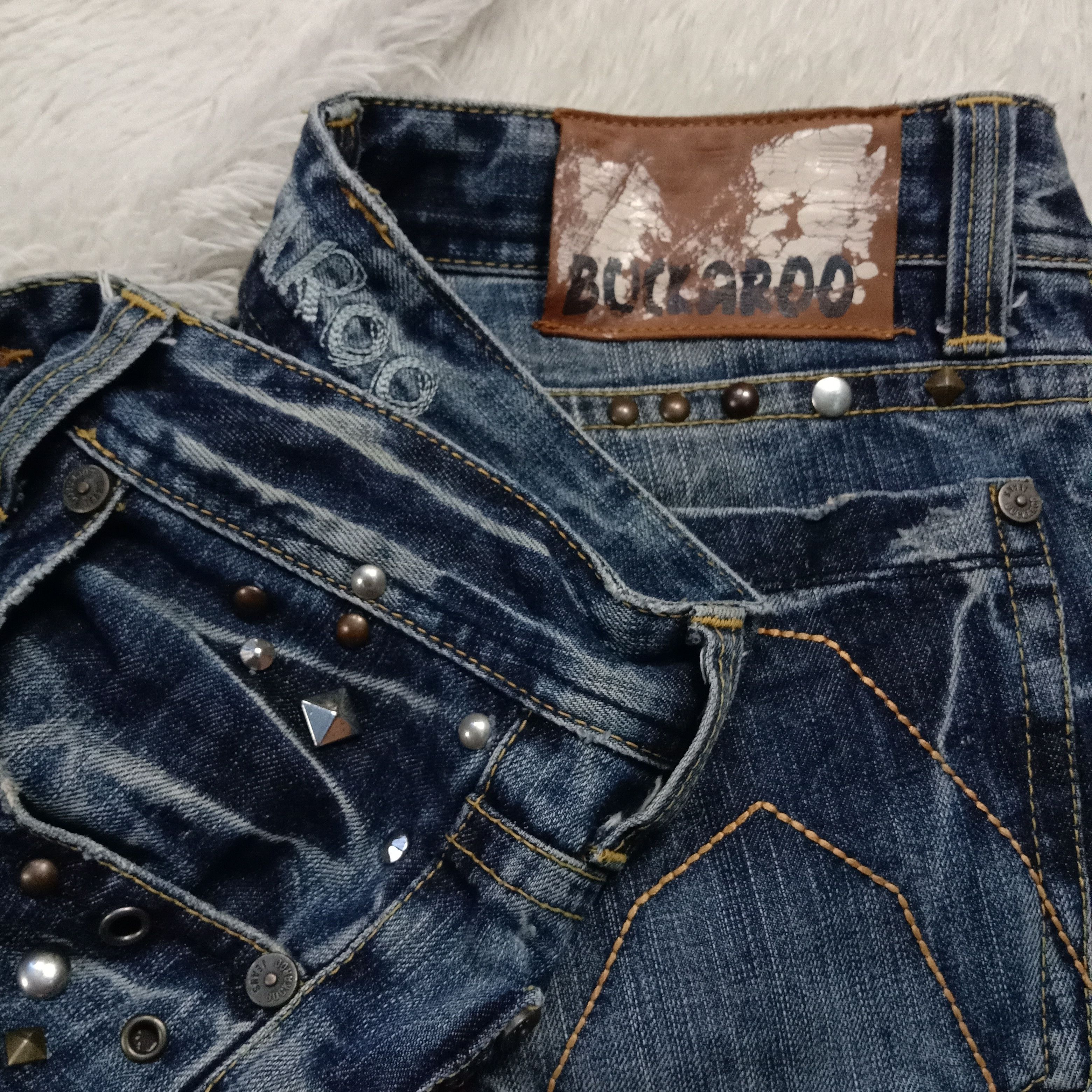 If Six Was Nine 🇯🇵 Distressed Indigo Buckaroo Japanese Sashiko BoroJeans Size US 32 / EU 48 - 8 Thumbnail