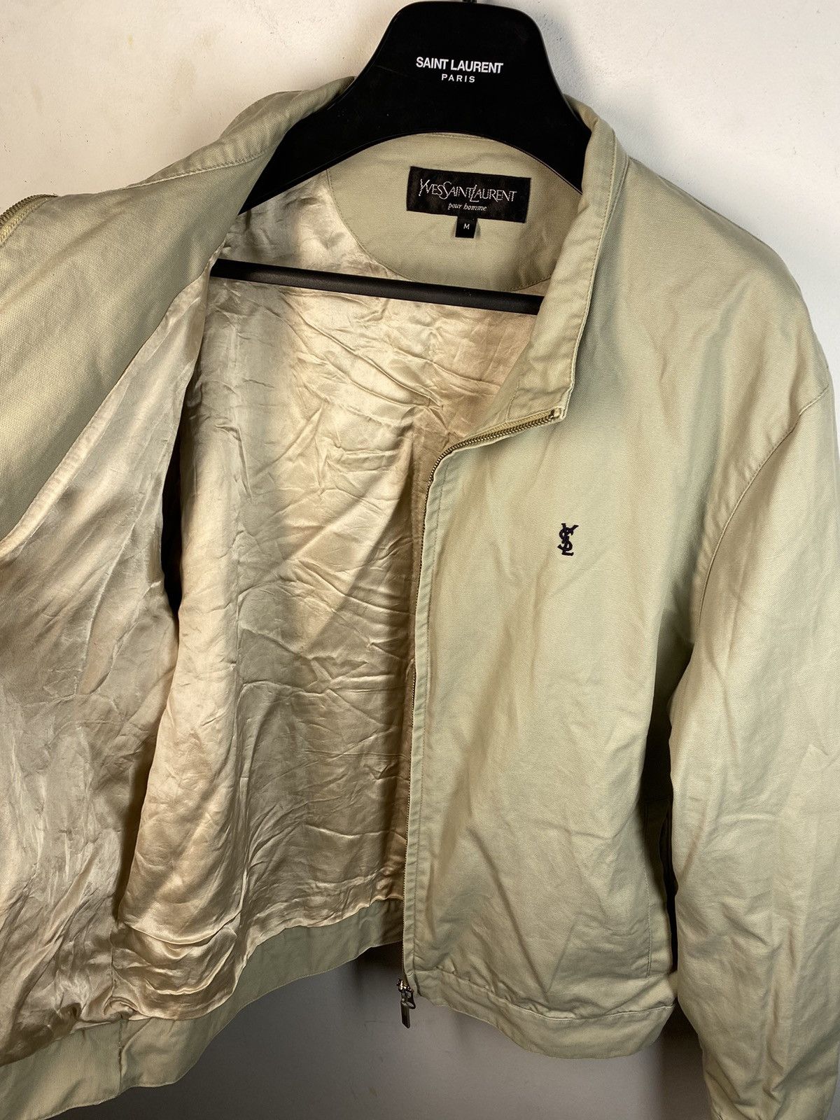 Yves Saint Laurent Beige 90s YSL Jacket Canvas Cotton Light Classic Bomber Size US M / EU 48-50 / 2 - 1 Thumbnail