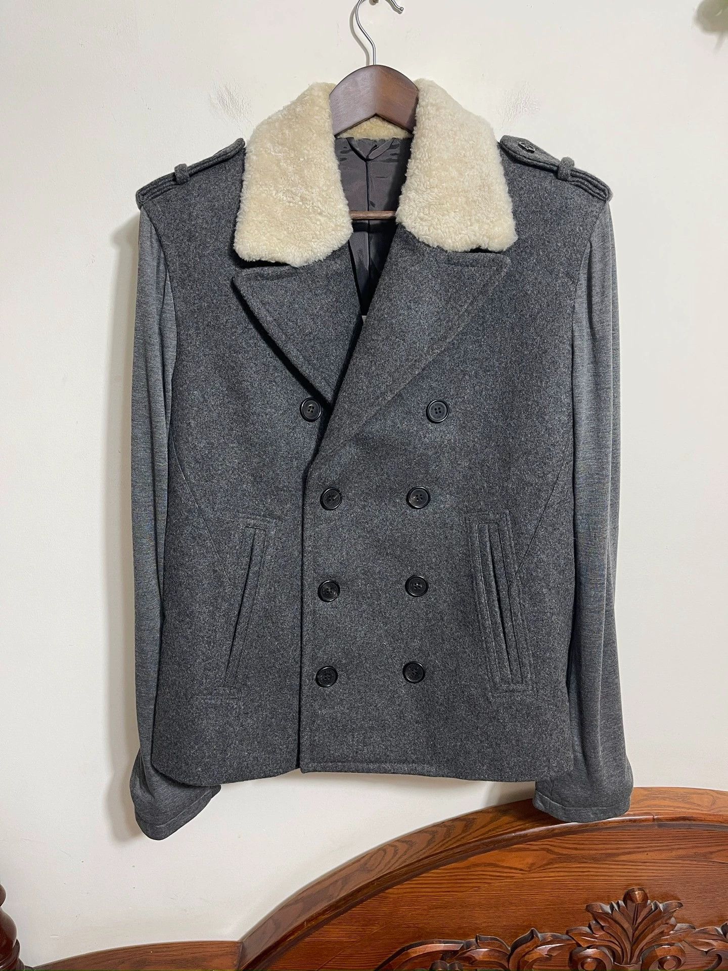 Neil Barrett NEIL BARRETT Slim Fit Wool Collar Wool Blend Overcoat Size US L / EU 52-54 / 3 - 1 Thumbnail