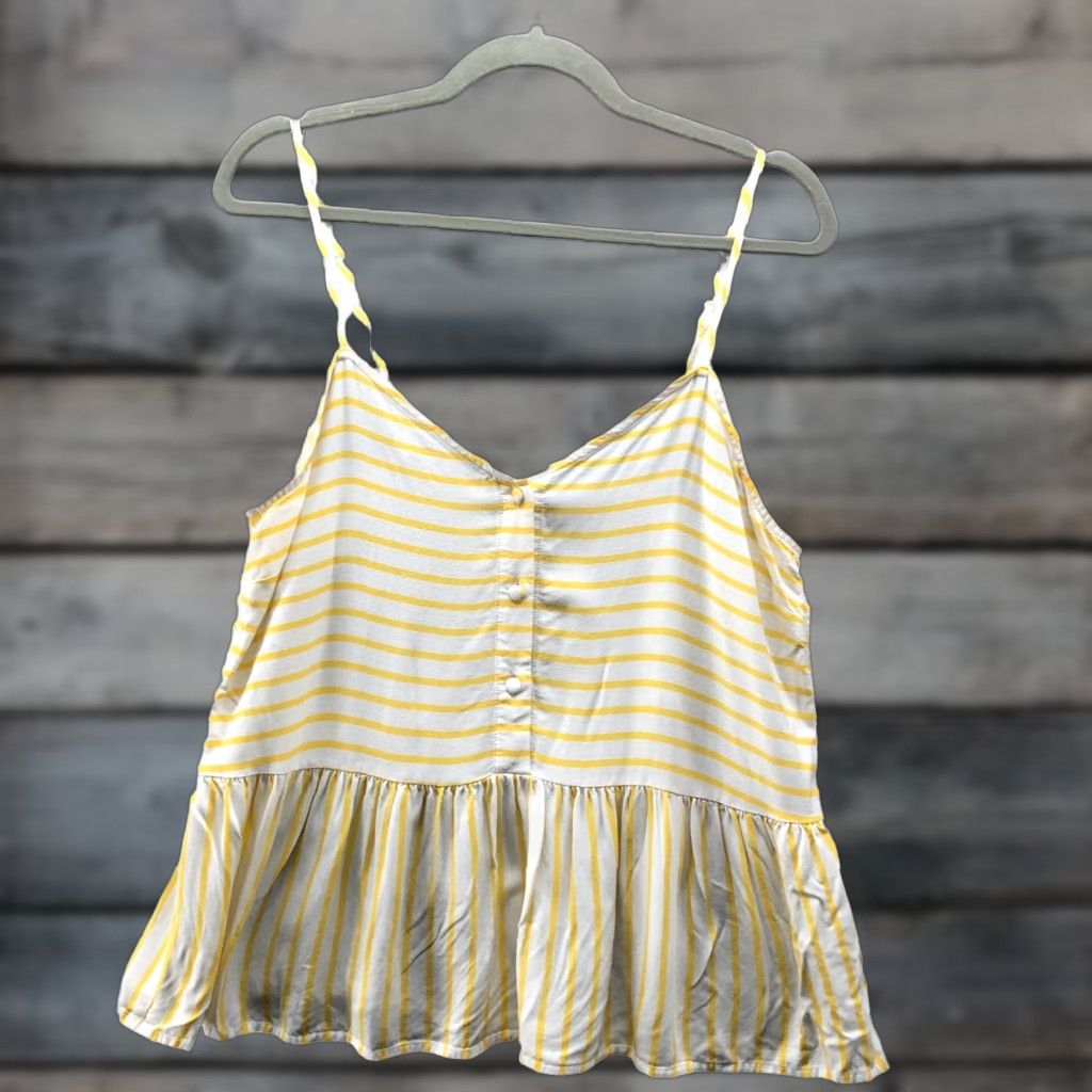 Vintage Cupcakes and Cashmere Camisole Top Womens M Yellow Striped V-Neck Rayon Viscose Tank Size M / US 6-8 / IT 42-44 - 1 Thumbnail