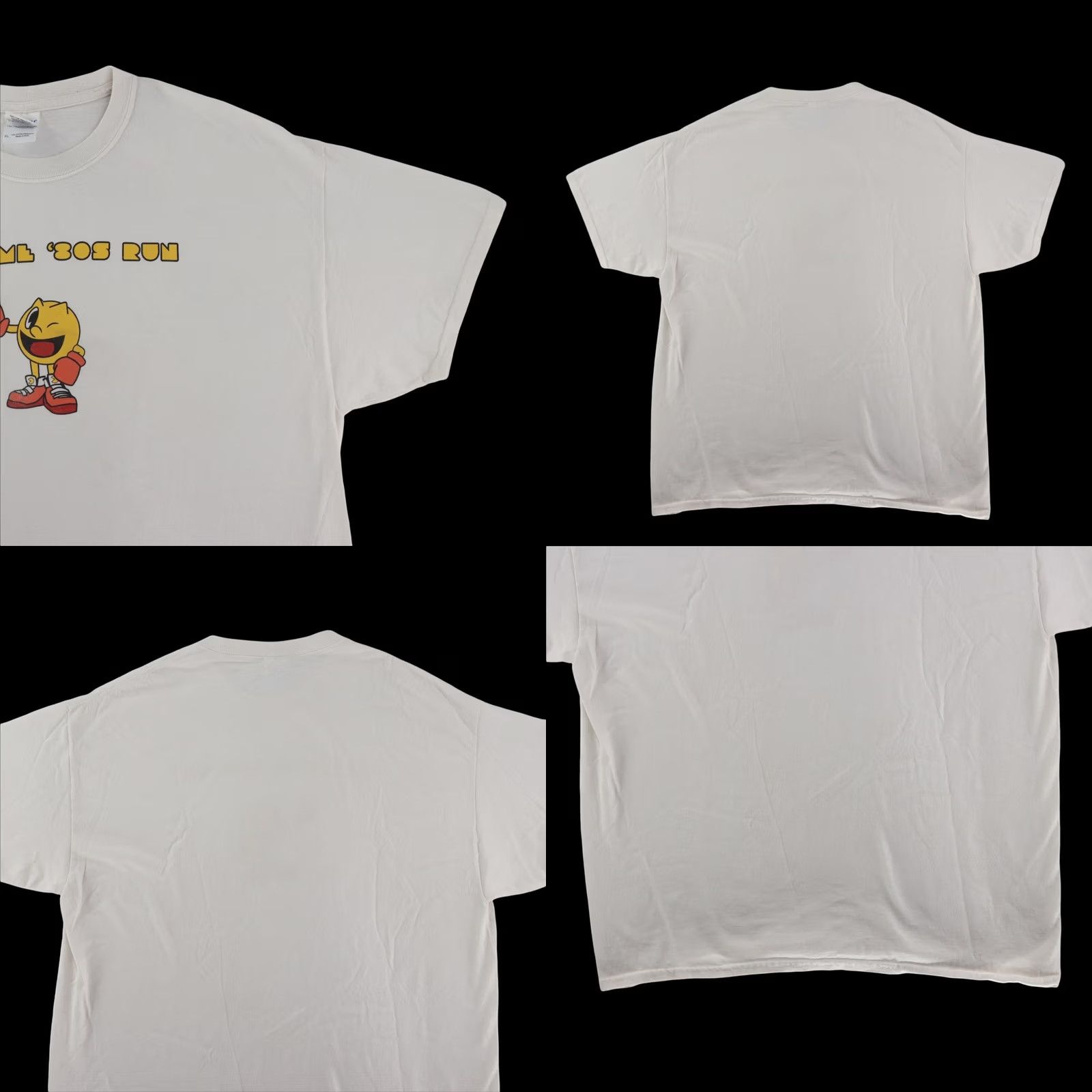 Gildan VINTAGE Pac Man Awesome 80s Run TShirt XL White Gildan Shirt Mens 80s Retro American Size US XL / EU 56 / 4 - 8 Thumbnail