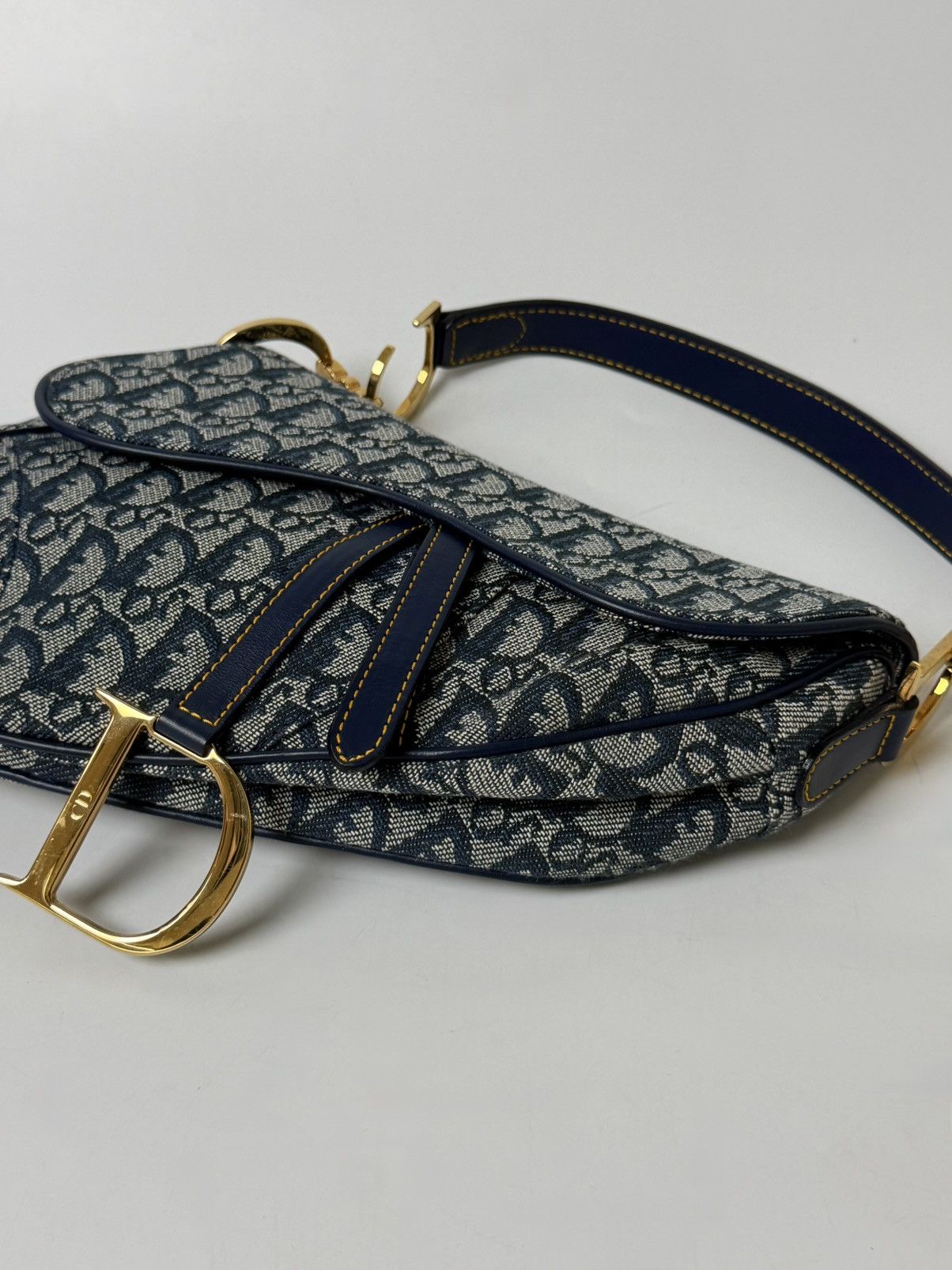 Dior 2000’s Dior Blue Oblique Saddle Bag Rare Lining Size ONE SIZE - 6 Thumbnail