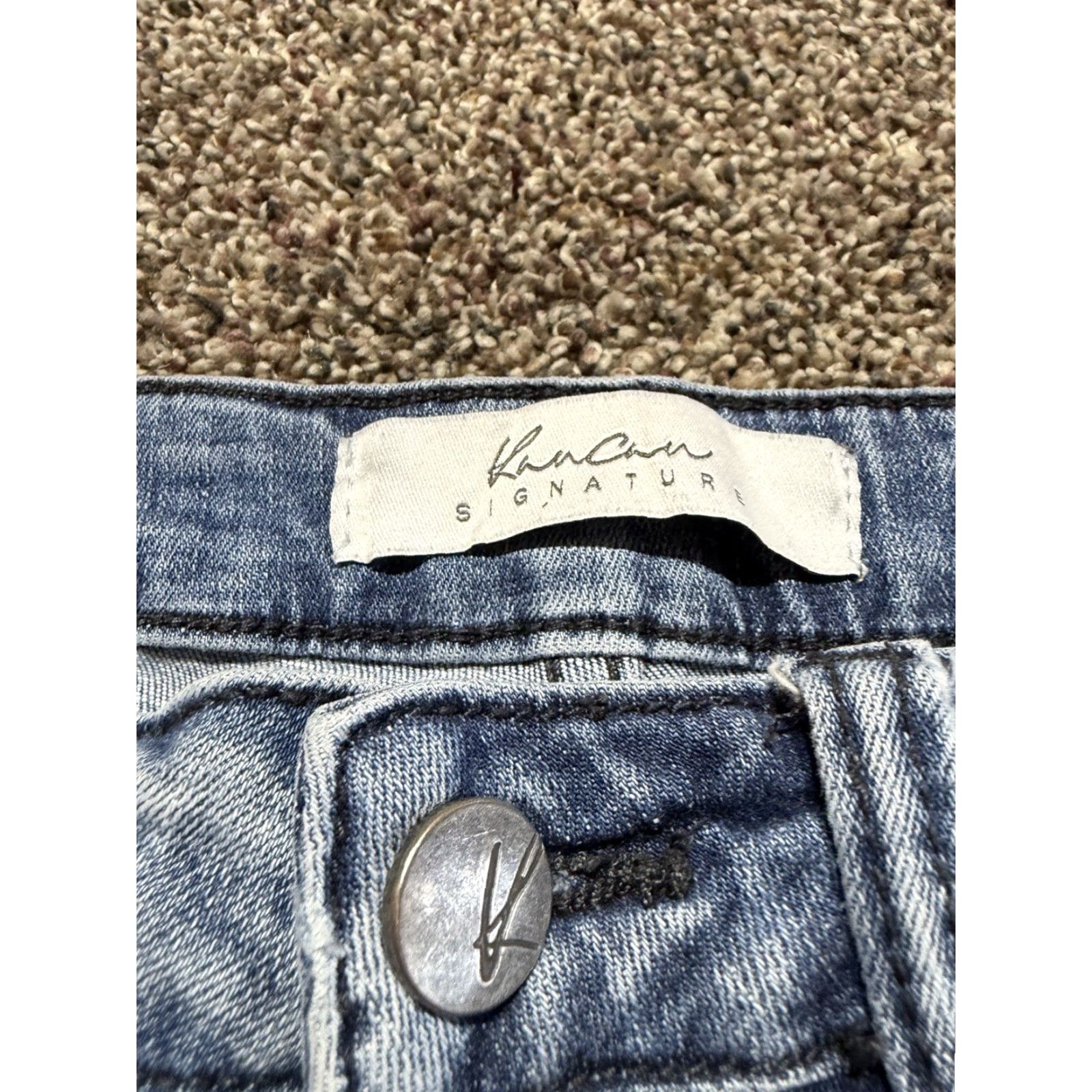 Vintage Kancan Signature Skinny Straight Jeans Size 25 Blue Denim Stretch Cotton Blend Mid Rise 5-Pocket Regular Inseam 30 Womens Jeans Size 42" / US 20 - 3 Thumbnail