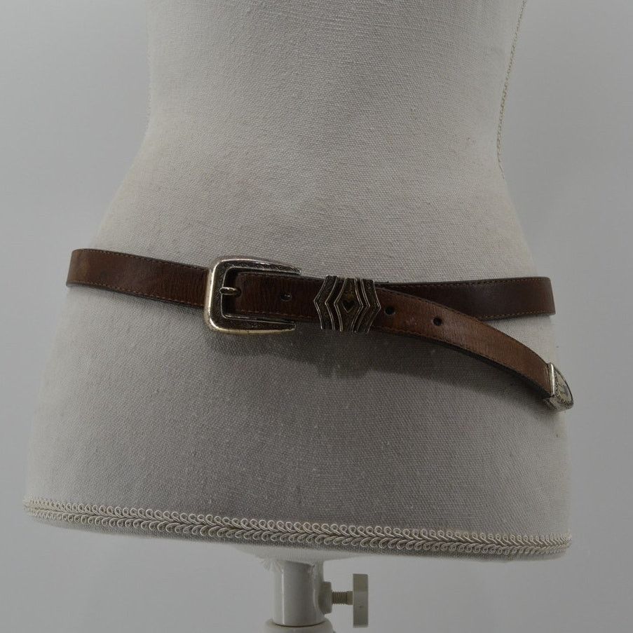 Brighton Brighton Womens Sz Large Brown Leather Belt Heart Western Size ONE SIZE - 10 Thumbnail