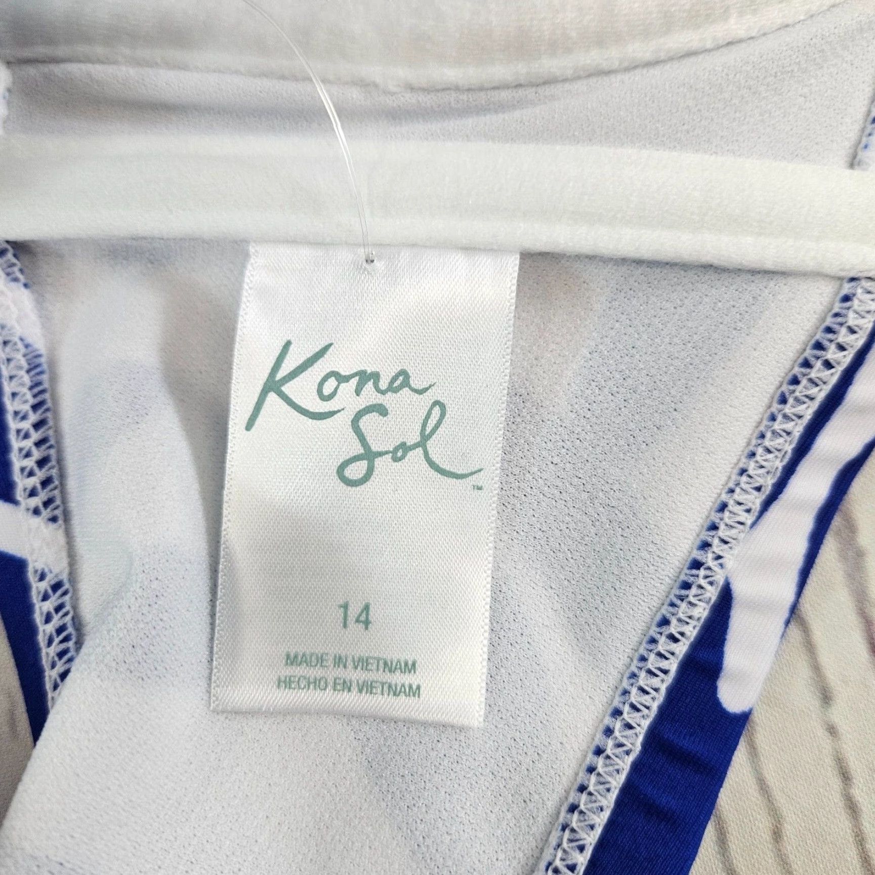 Vintage Kona Sol Bikini Top Womens Size 14 Blue White Adjustable Straps Top Size XL / US 12-14 / IT 48-50 - 4 Thumbnail