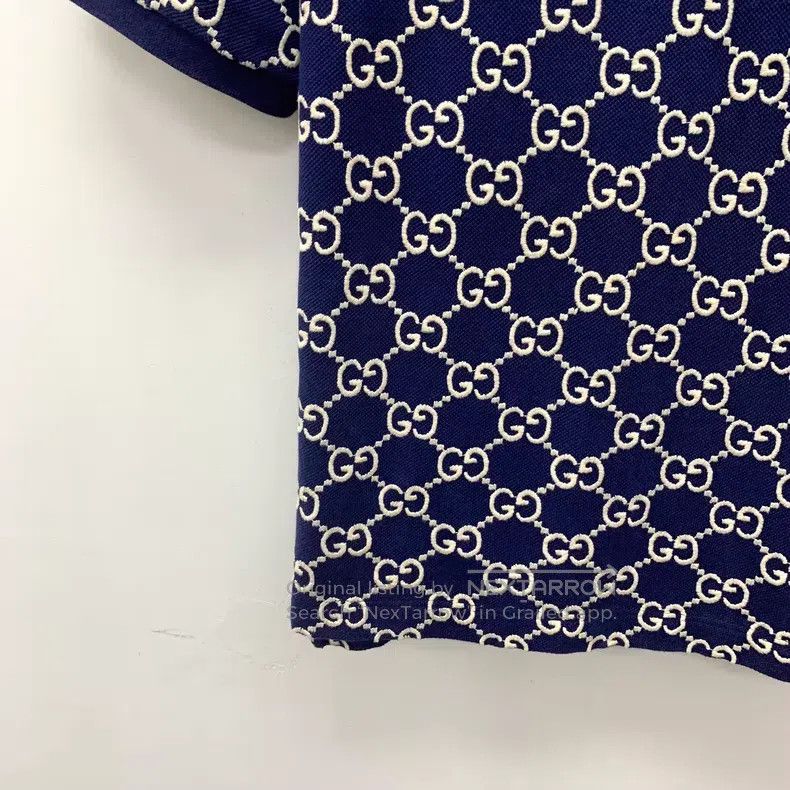 Gucci Gucci Dark blue logo jacquart full print cotton lapel sing Size US XS / EU 42 / 0 - 4 Thumbnail