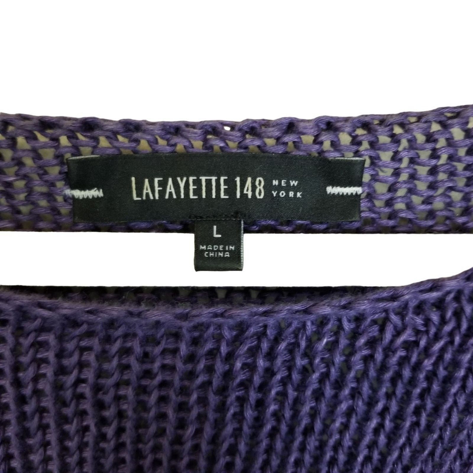 Lafayette 148 Lafayette 148 Womens Hemp Sweater L Open Knit Quiet Luxury Size L / US 10 / IT 46 - 7 Thumbnail