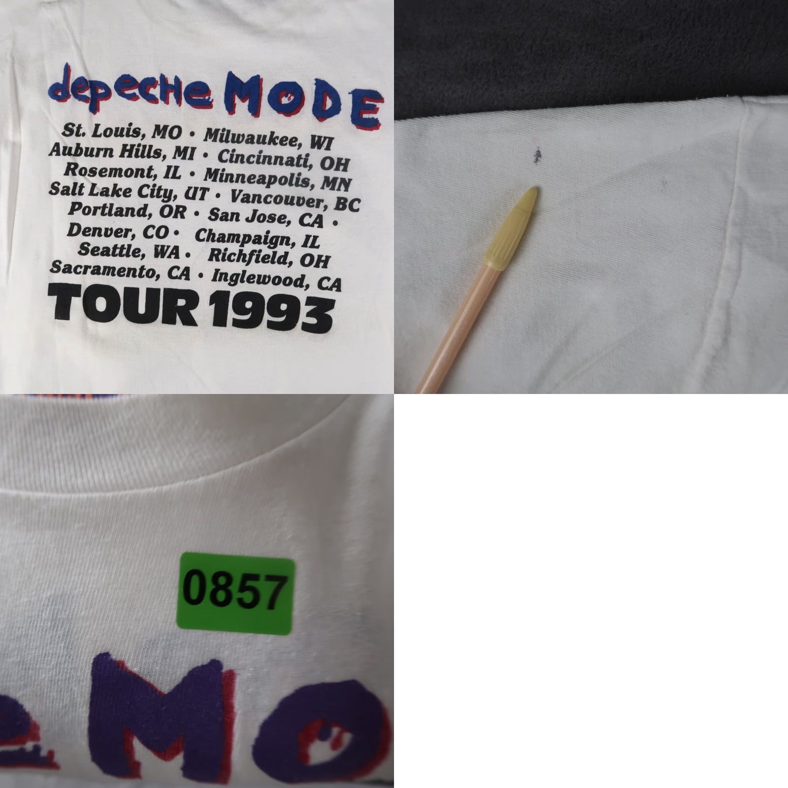 Vintage VINTAGE Depeche Mode Devotional Tour 1993 T-shirt Rock Concert Men’s XL White Cotton 90s Graphic Tee, Men Size US XL / EU 56 / 4 - 8 Thumbnail