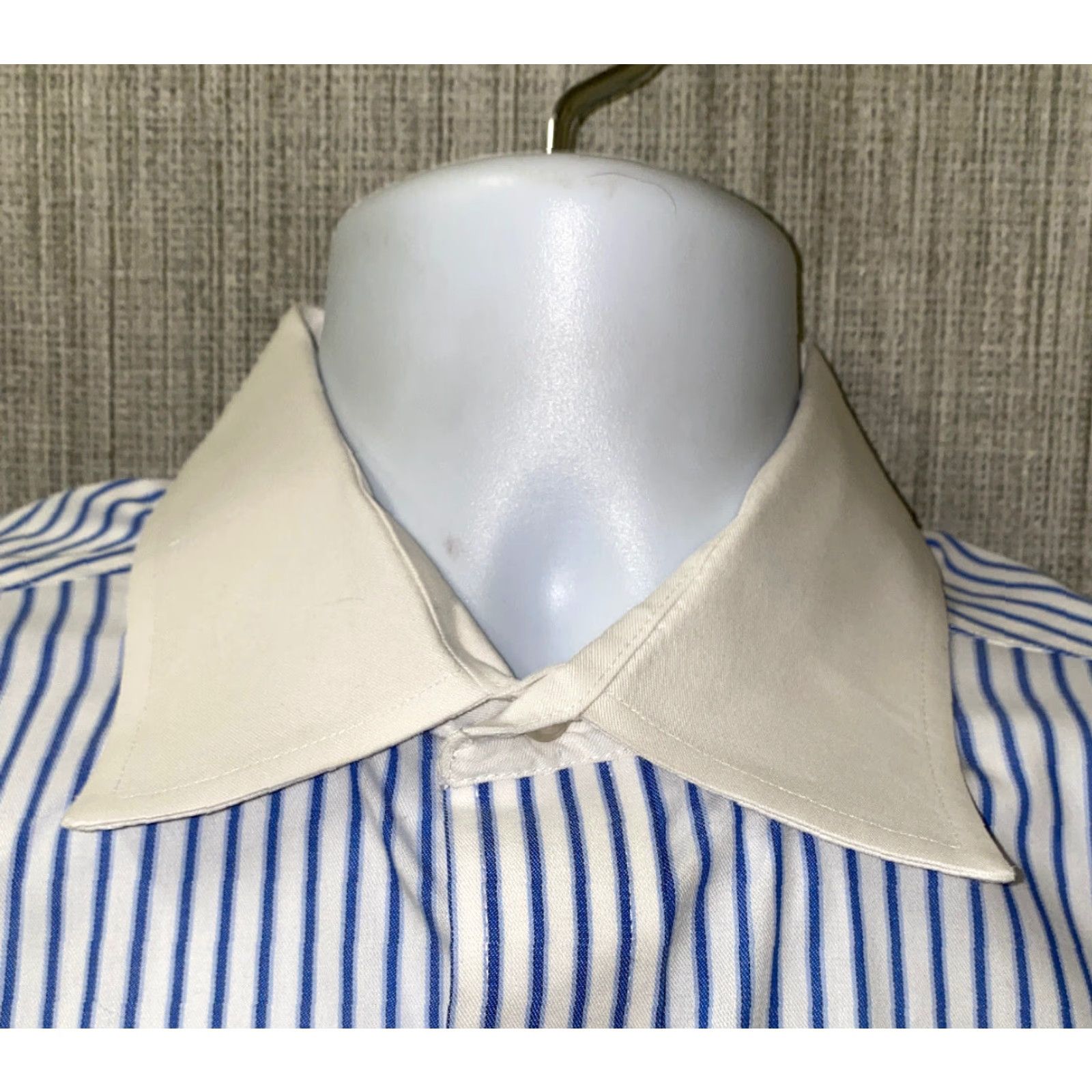 Vintage Donald J Trump Mens Dress Shirt Long Sleeve Button Front Striped Blue/White 16 1/2 16.5 Size 42R - 3 Thumbnail