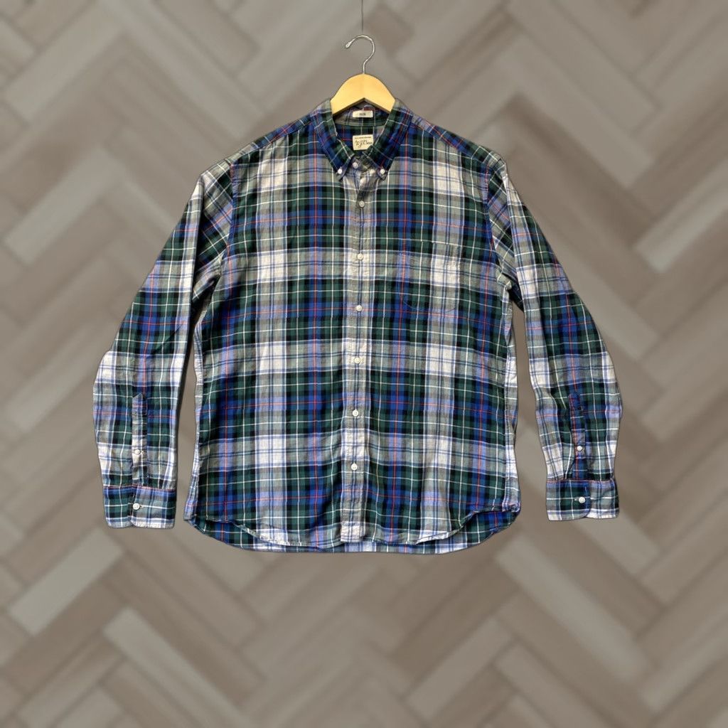 J.Crew J.Crew Shirt Men XL Multicolor Plaid Button-Down Oxford Slim Fit Long Sleeve Blue Green Red Size US XL / EU 56 / 4 - 1 Thumbnail