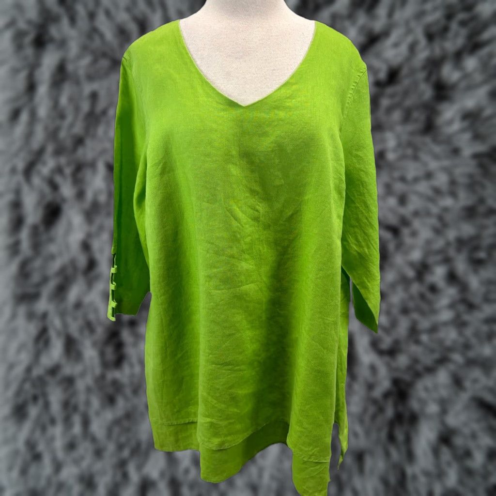 Vintage Ali Miles Linen Tunic Top Shirt Womens XL Green Breathable Lagonlook Artsy Vintage No? Size XL / US 12-14 / IT 48-50 - 1 Thumbnail