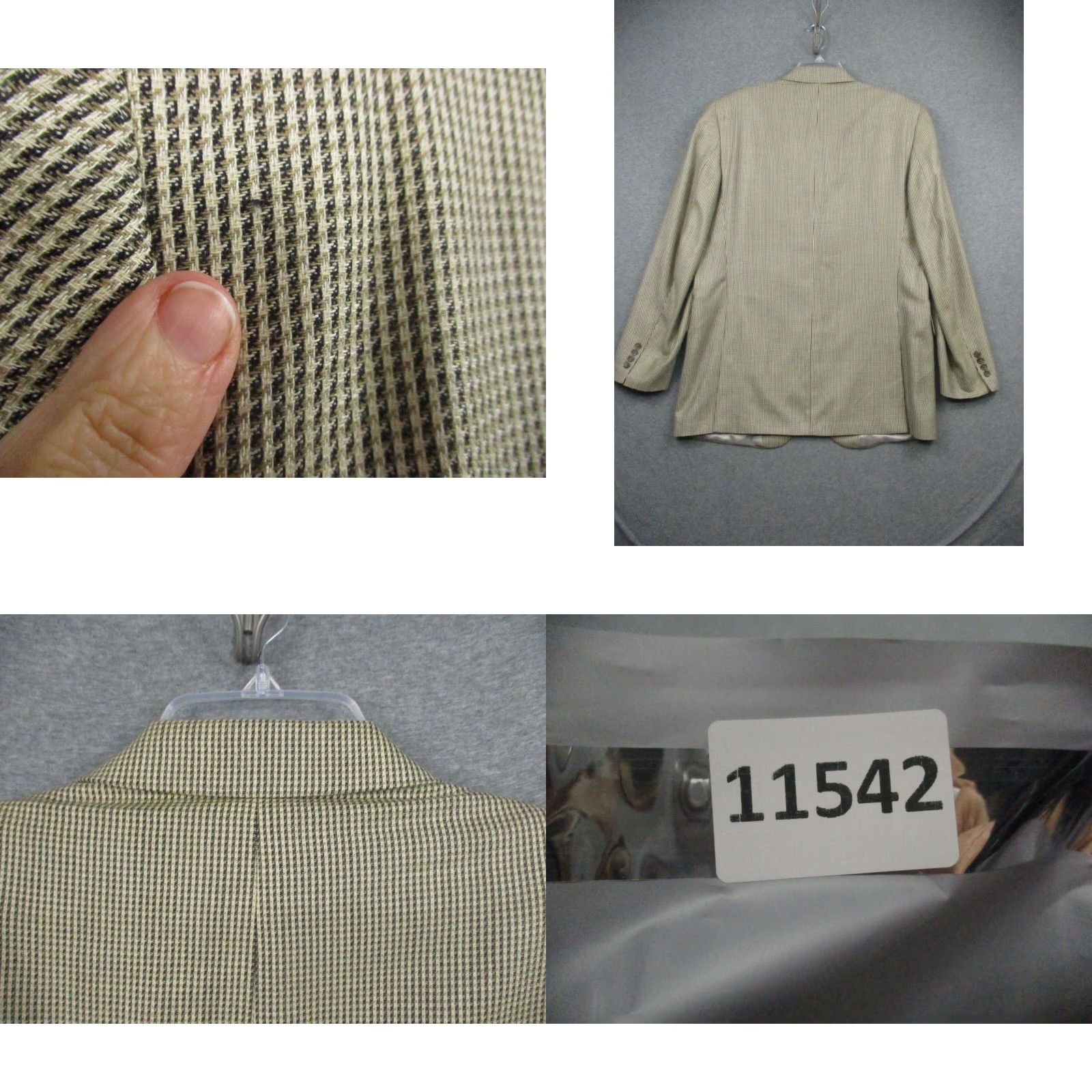 Jack Victor VINTAGE Jack Victor Sport Coat 44 L Beige Herringbone Blazer Glenwood Bamboo Wool Jacket Short Size 44R - 9 Thumbnail