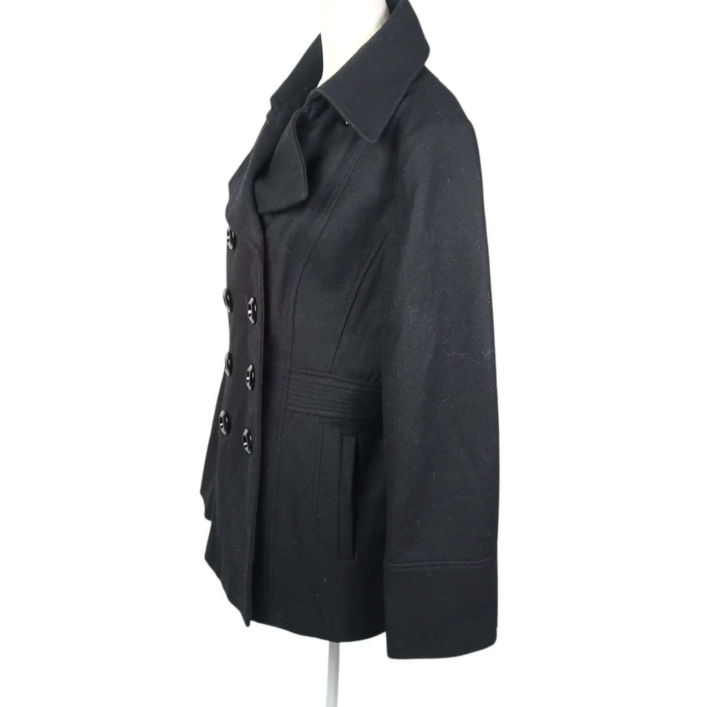 Vintage VINTAGE Jason Kole Black Wool Double-Breasted Peacoat Jacket L Womens Pea Coat Short Length Wool Size L / US 10 / IT 46 - 3 Thumbnail