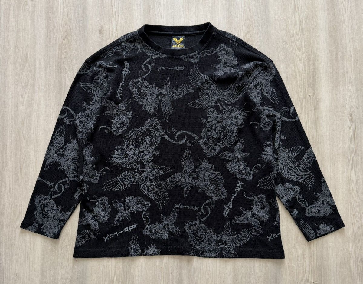 Vintage Avirex Sleeve Japan Dragon Eagle Black AOP Thermal Sz 2X Size US XXL / EU 58 / 5 - 2 Thumbnail