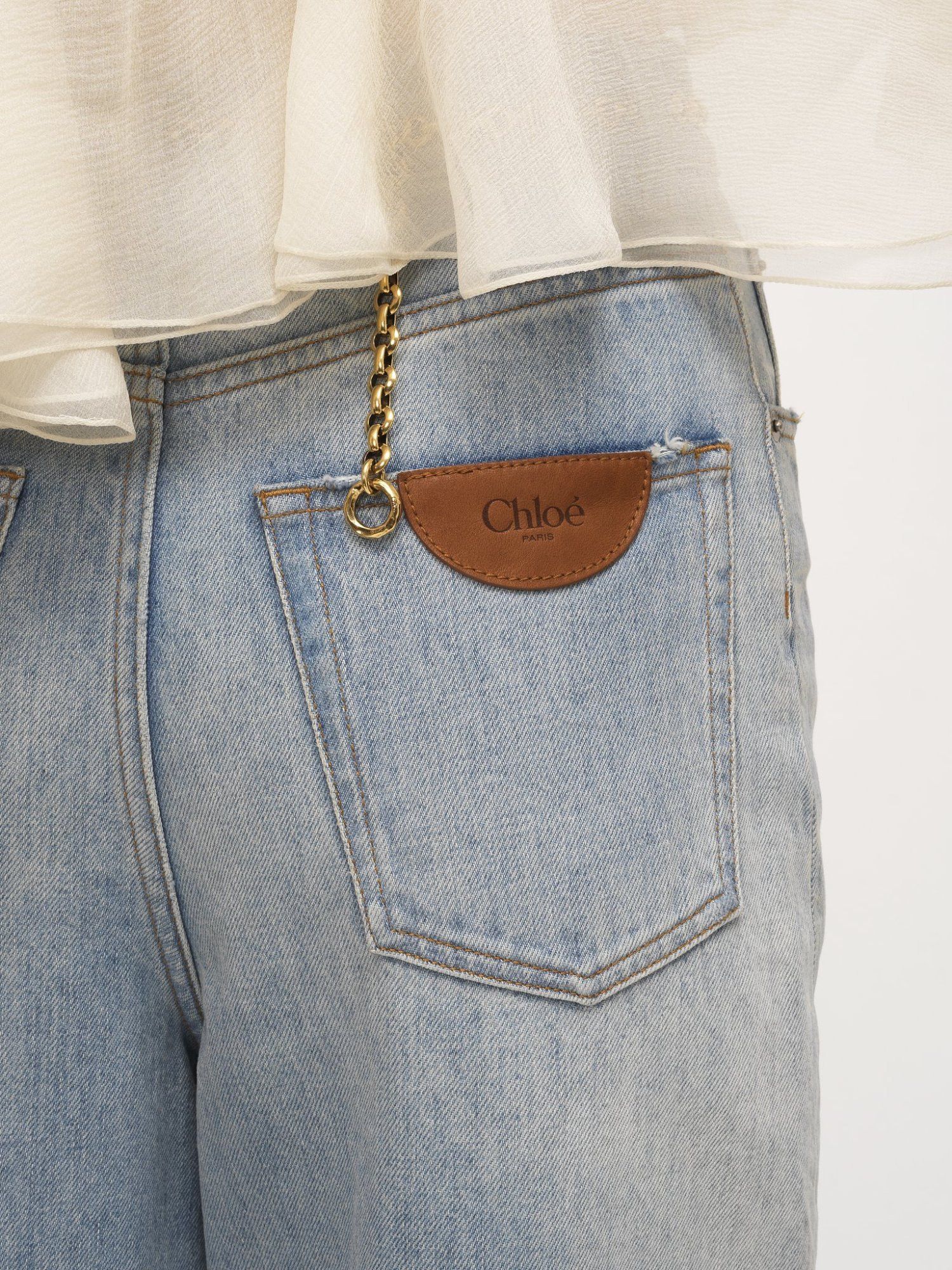 Chloe o1loc1c11125 Stonewashed Wide Jeans in Light Blue Size 28" / US 6 / IT 42 - 5 Thumbnail