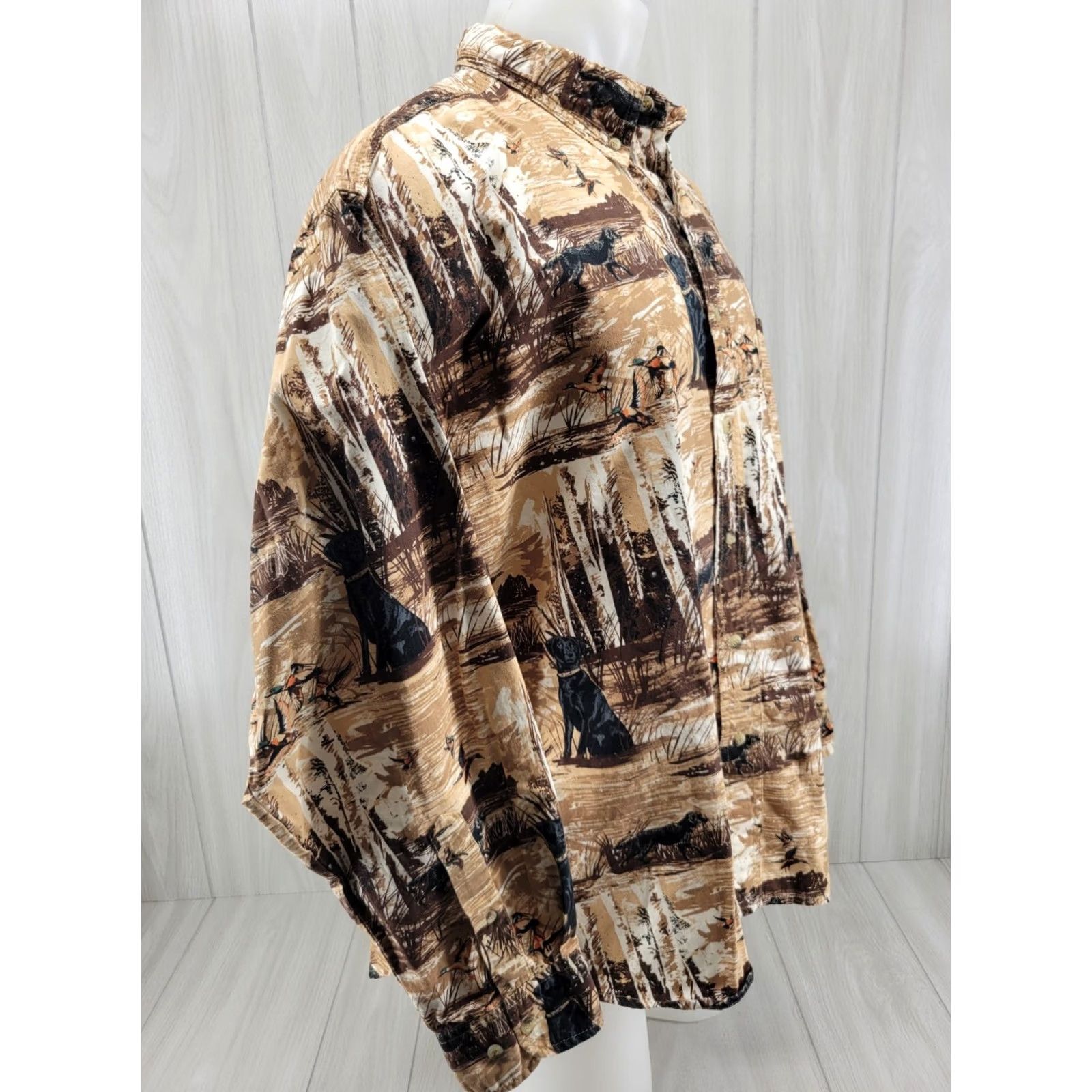 Alife Field Tested by Outdoor Life Men’s Button-Down Shirt Hunting Lab Outdoors 2XL Brown Beige 100% Cotton Button-Up Size US XXL / EU 58 / 5 - 5 Thumbnail
