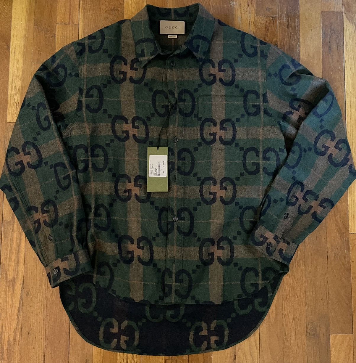 GG checked wool shirt