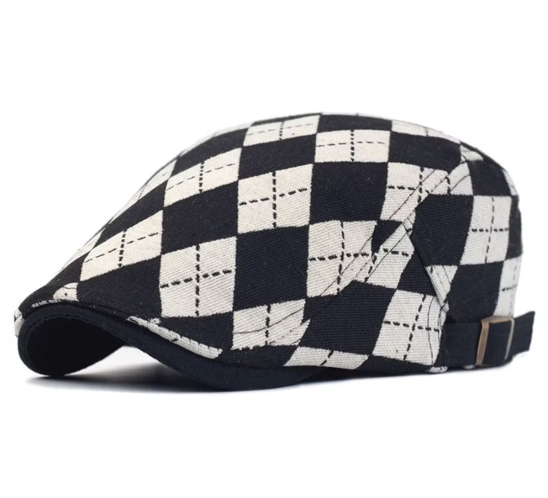 Japanese Brand 💥Retro lattice newsboy Black and White Hat Size ONE SIZE - 1 Thumbnail