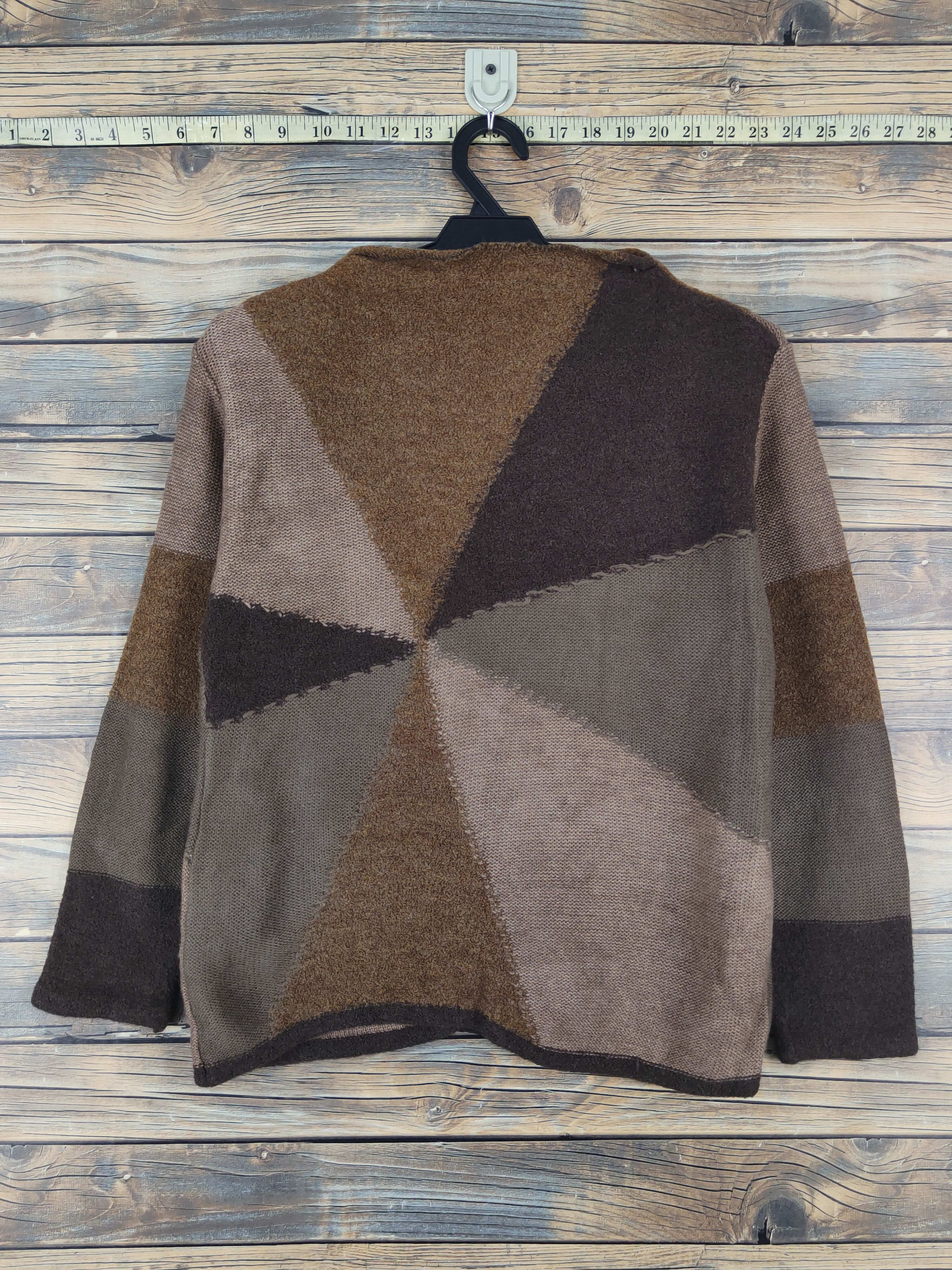 Homespun Knitwear × Japanese Brand × Vintage Mimosalip Dark Brown Knitwear patchwork Sweatshirts #W1270 Size US S / EU 44-46 / 1 - 7 Thumbnail