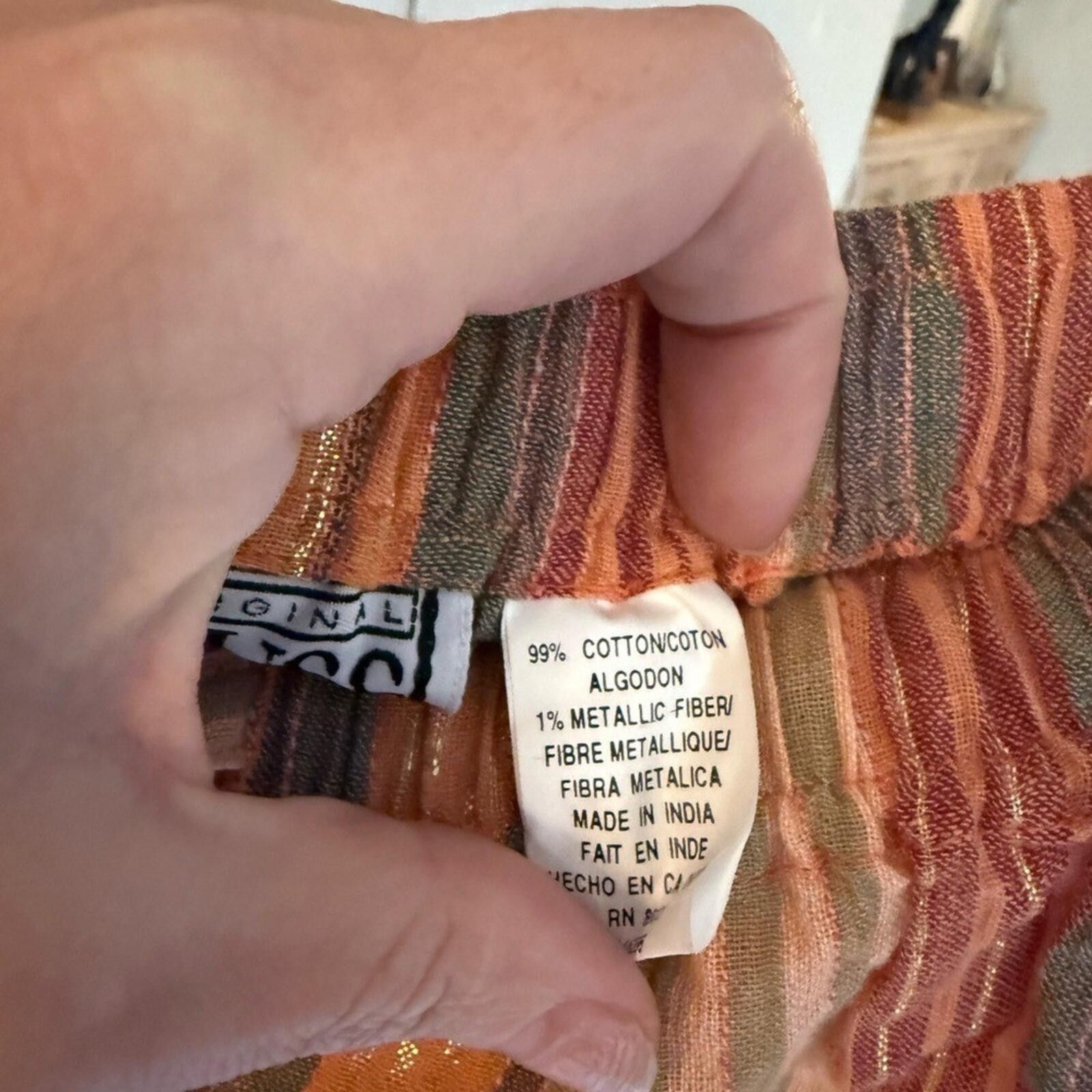 Other Vintage Russ Sport Co Striped Wide Leg Pants L Boho Metallic Size 36" / US 14 / IT 50 - 6 Thumbnail