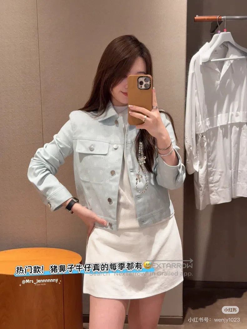 Hermes Hermes Pig Nose Full Print Blue Denim Jacket Size XXS / US 00 / IT 34 - 5 Thumbnail