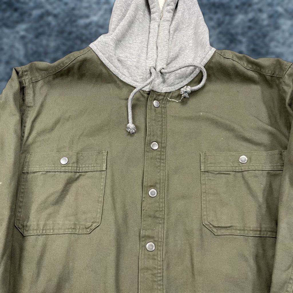 Vintage Duluth Jacket Mens 4XL Green Fire Hose Flannel Canvas Hooded Snap Shirt Size US XXL / EU 58 / 5 - 1 Thumbnail