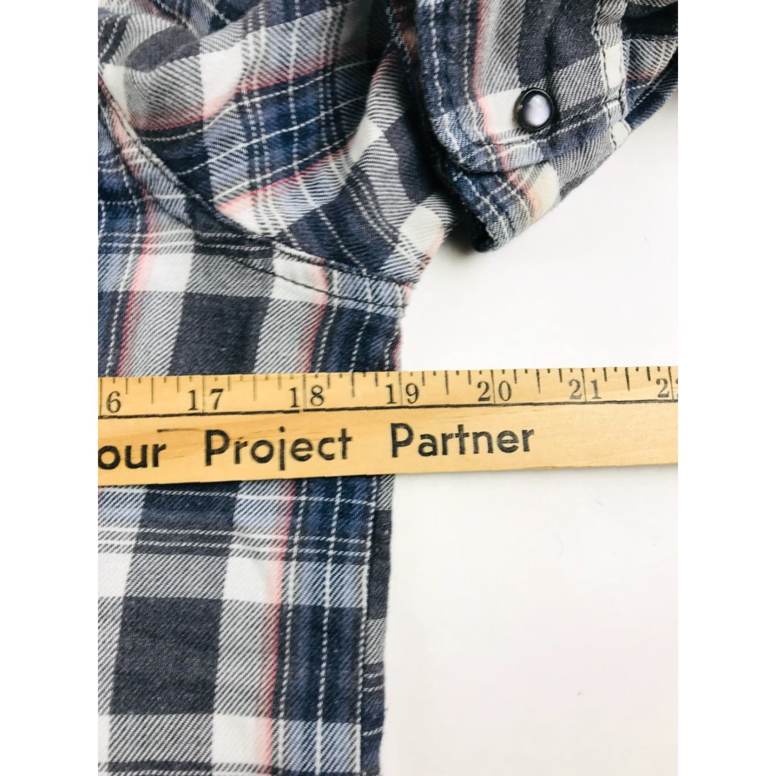 Vintage Maurices Shirt Women's M Black Blue Button Up Plaid Pearl Snap Pocket Flaps Size M / US 6-8 / IT 42-44 - 3 Thumbnail