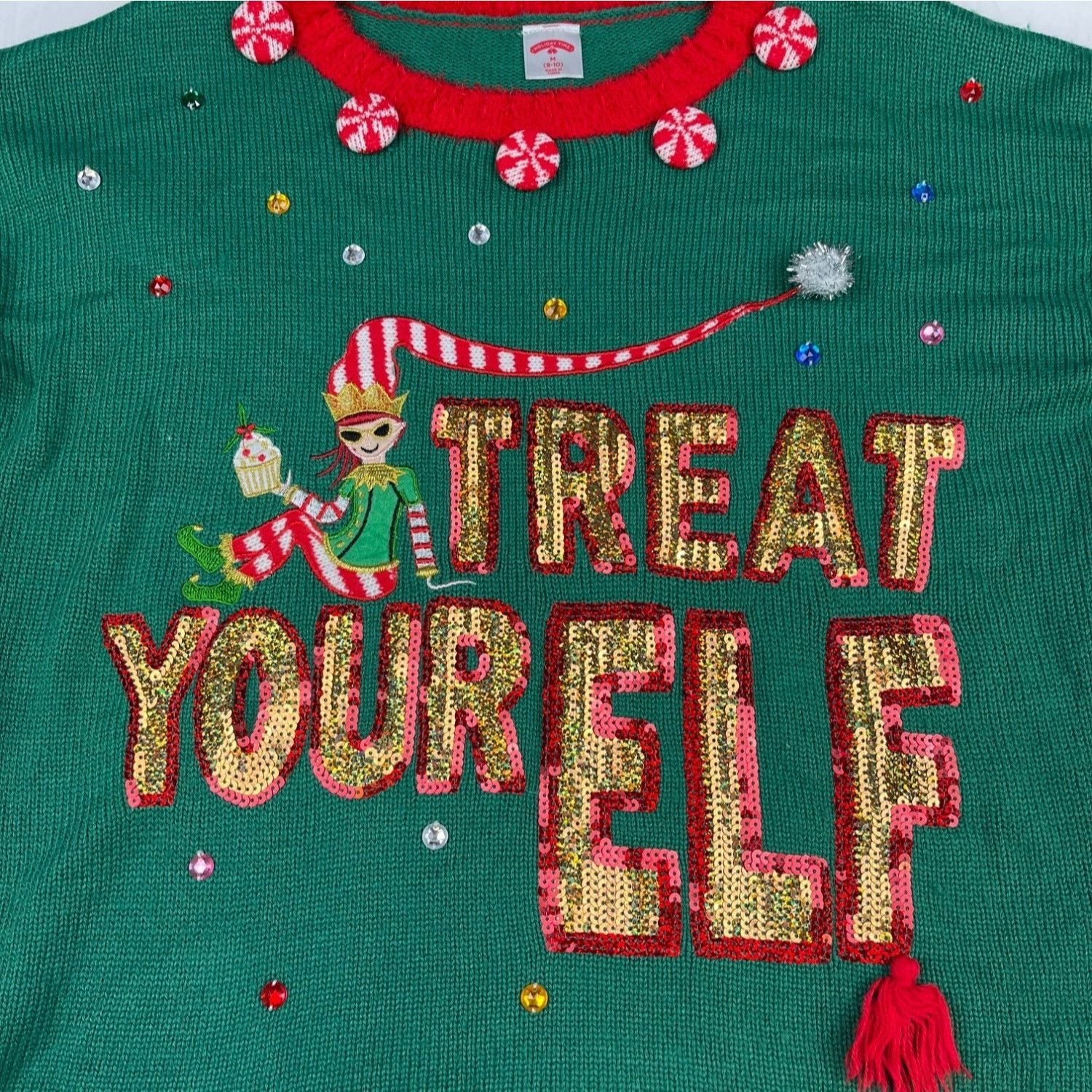 Other Holiday Time Women's Green Christmas Ugly Sweater SzM(8-10) Size M / US 6-8 / IT 42-44 - 4 Thumbnail