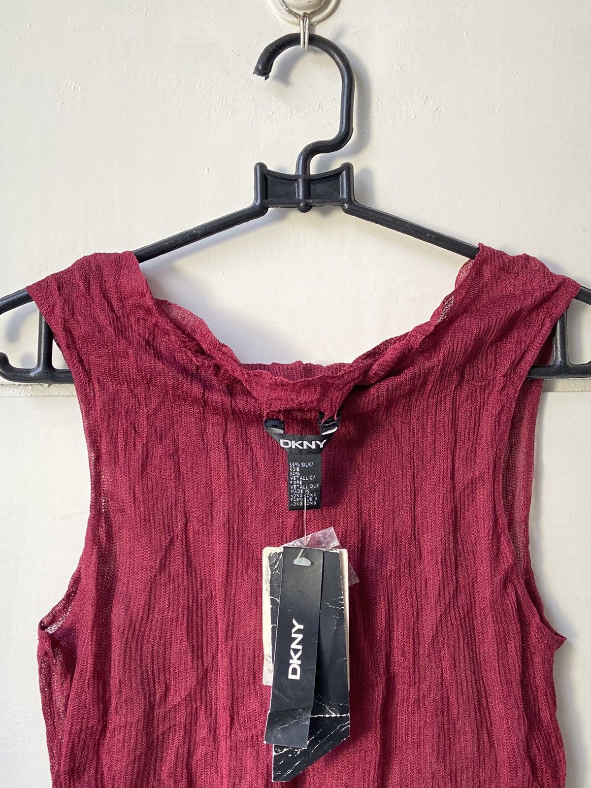 DKNY DKNY Maroon Mesh Sleeveless T-shirt Size XXS / US 00 / IT 34 - 3 Thumbnail