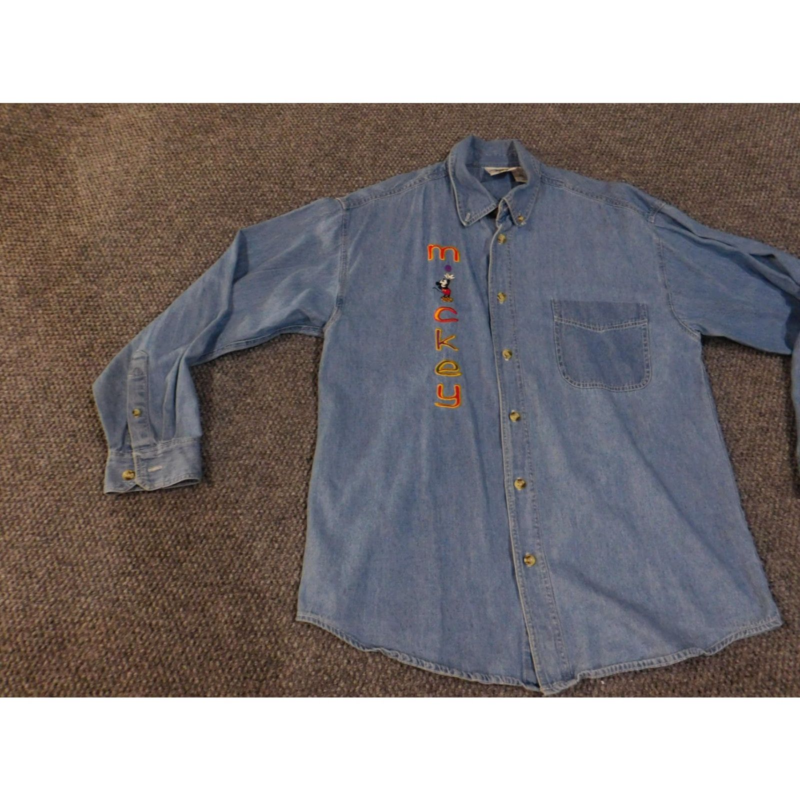 Disney VINTAGE Disney Mickey & Co Denim Shirt Mens Large Blue Button-Up Embroidered 90s Size US L / EU 52-54 / 3 - 3 Thumbnail