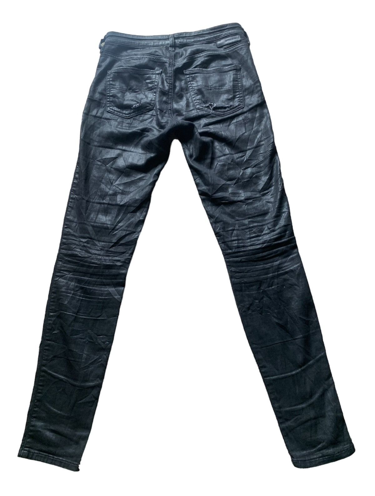 Diesel Black Gold DISTRESSED WAX DENIM COWHIDE LEATHER SLIM FIT Size US 30 / EU 46 - 2 Thumbnail