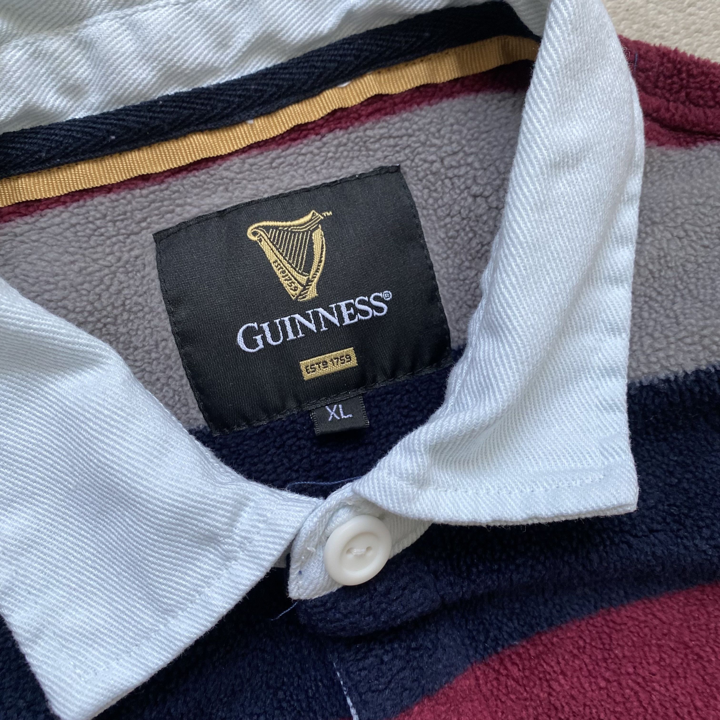 Cotton Traders 🍺 Vintage Guinness Fleece Striped England Rugby Shirt Size US XL / EU 56 / 4 - 6 Thumbnail