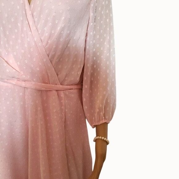 Other Tommy Hilfiger Pink Polka Dot Wrap Midi Dress With Sheer Sle Size XXL / US 16-18 / IT 52-54 - 5 Thumbnail