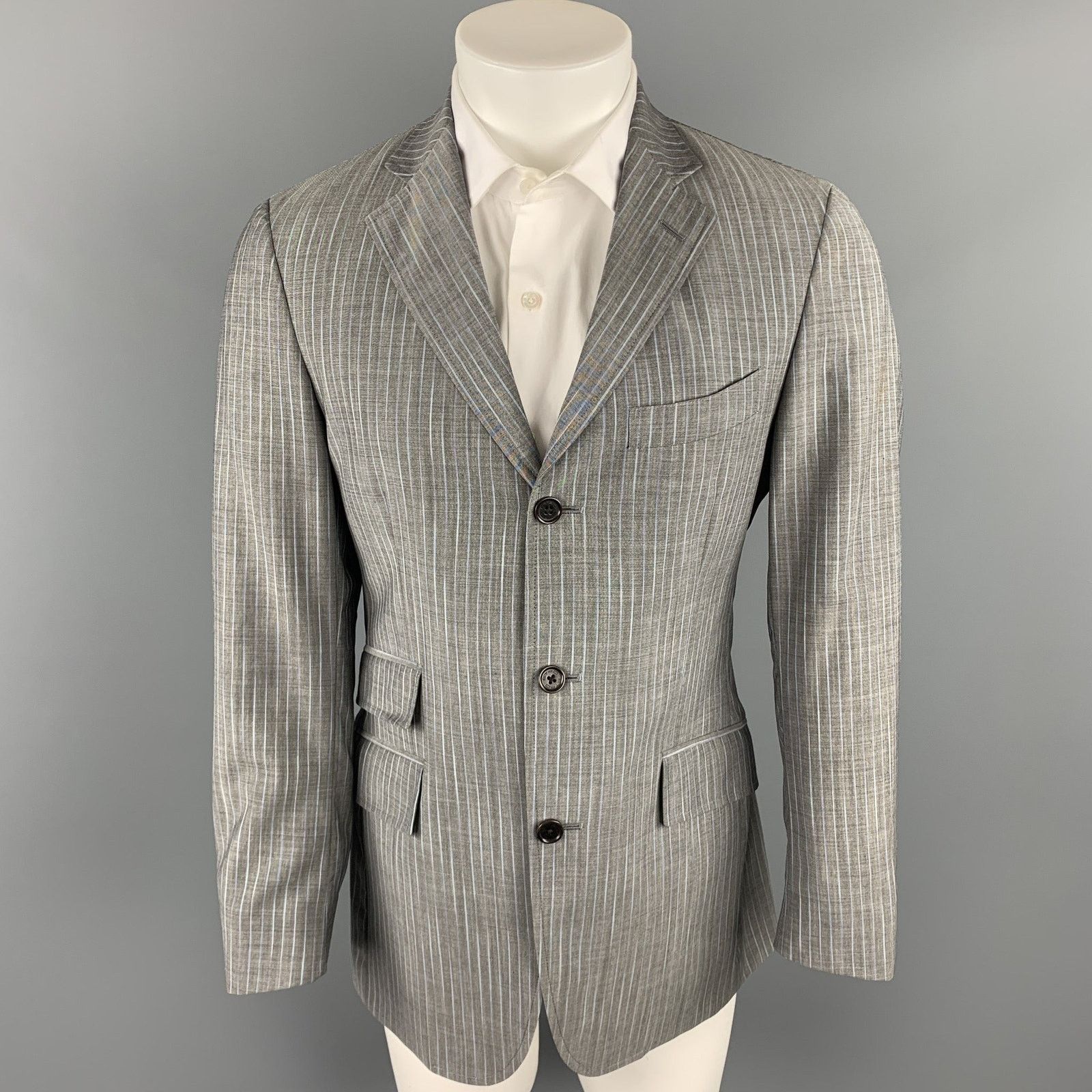 Etro ETRO Size 38 Regular Stripe Wool / Mohair Notch Lapel Suit Size 38R - 1 Thumbnail