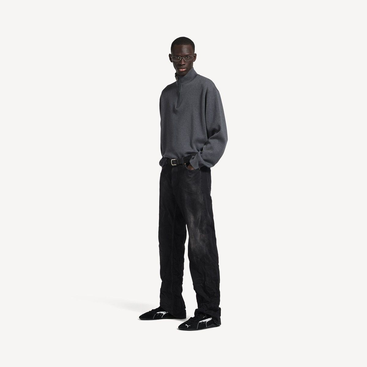 Balenciaga [L] 2050$ Spring26 Half-zip grey sweater Size US L / EU 52-54 / 3 - 2 Thumbnail