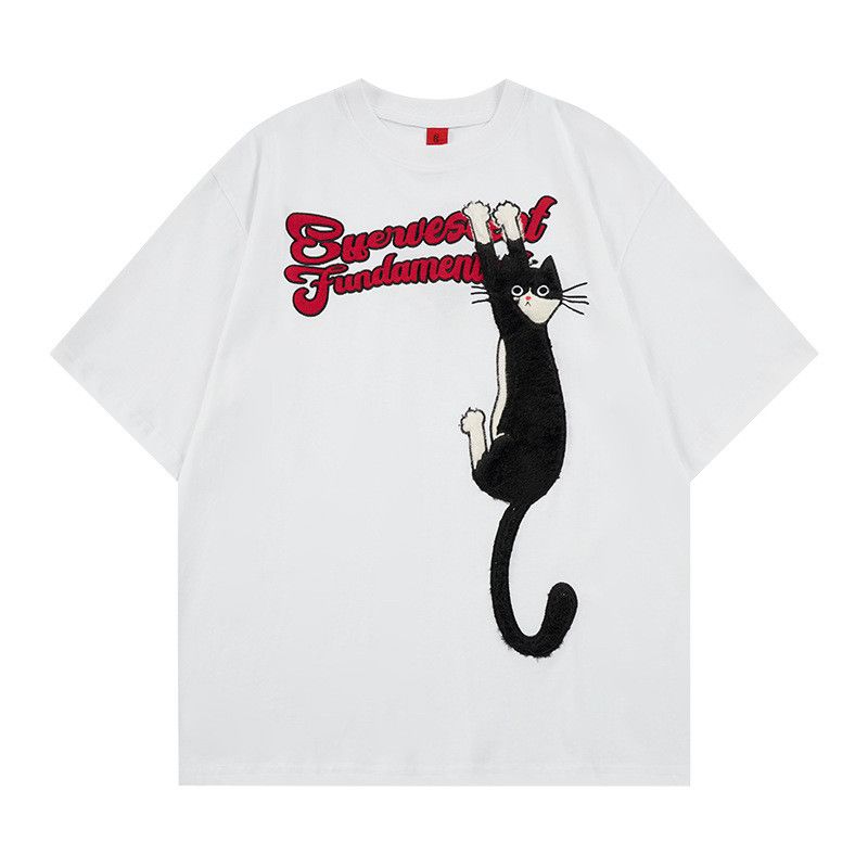 Japanese Brand Men's American-Style Cat Embroidery & Print T-Shirt Size US M / EU 48-50 / 2 - 1 Thumbnail
