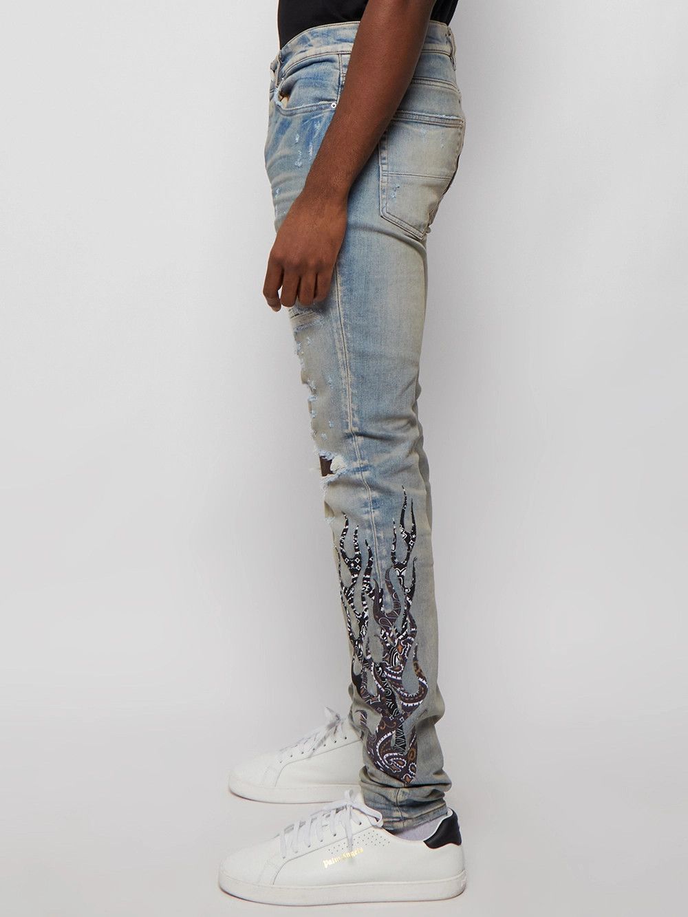Amiri o1mle0426 Bandana Flame Jeans in Blue/Black Size US 38 / EU 54 - 3 Thumbnail