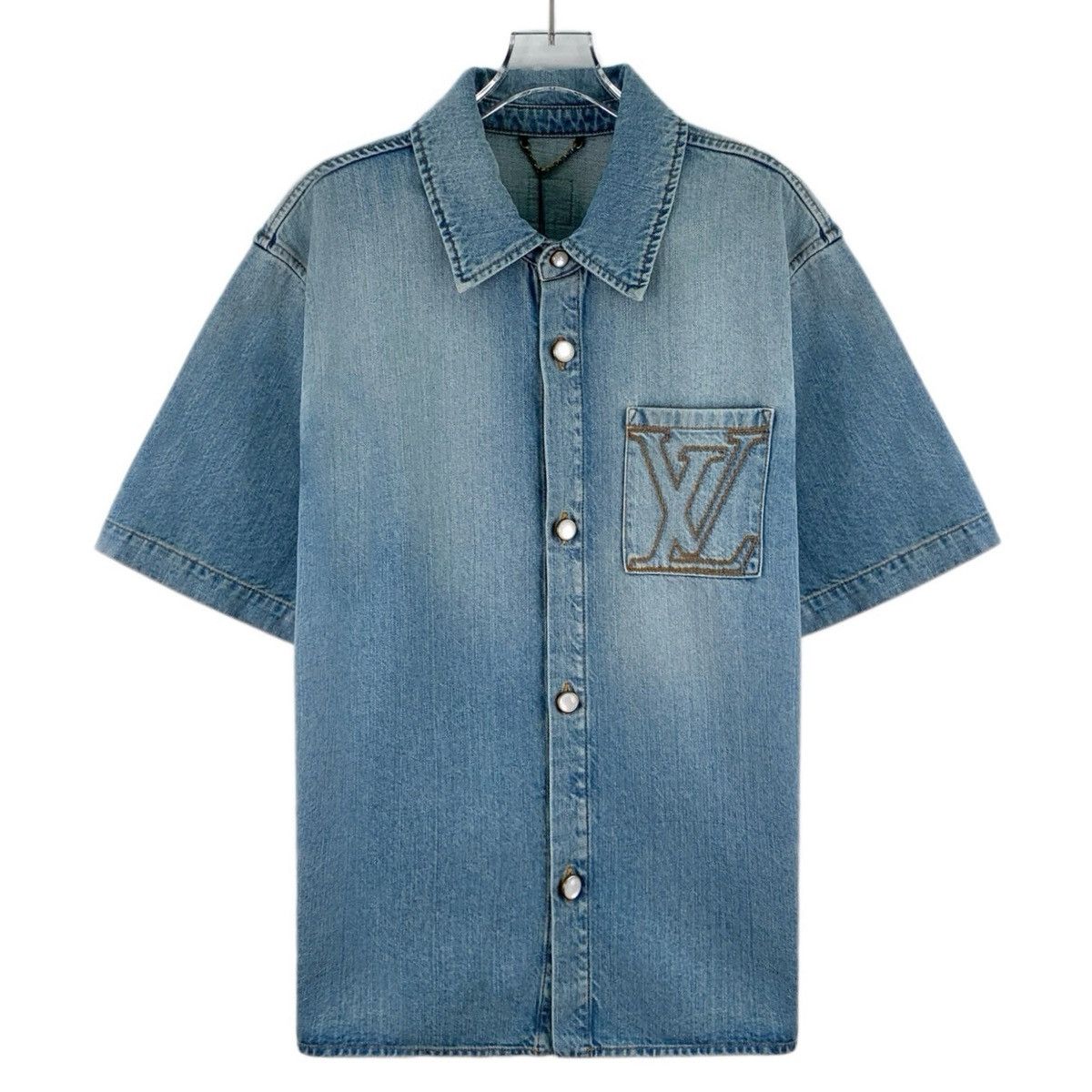 Louis Vuitton Louis Vuitton Short Sleeve Denim Shirt K26WX Size US L / EU 52-54 / 3 - 1 Thumbnail