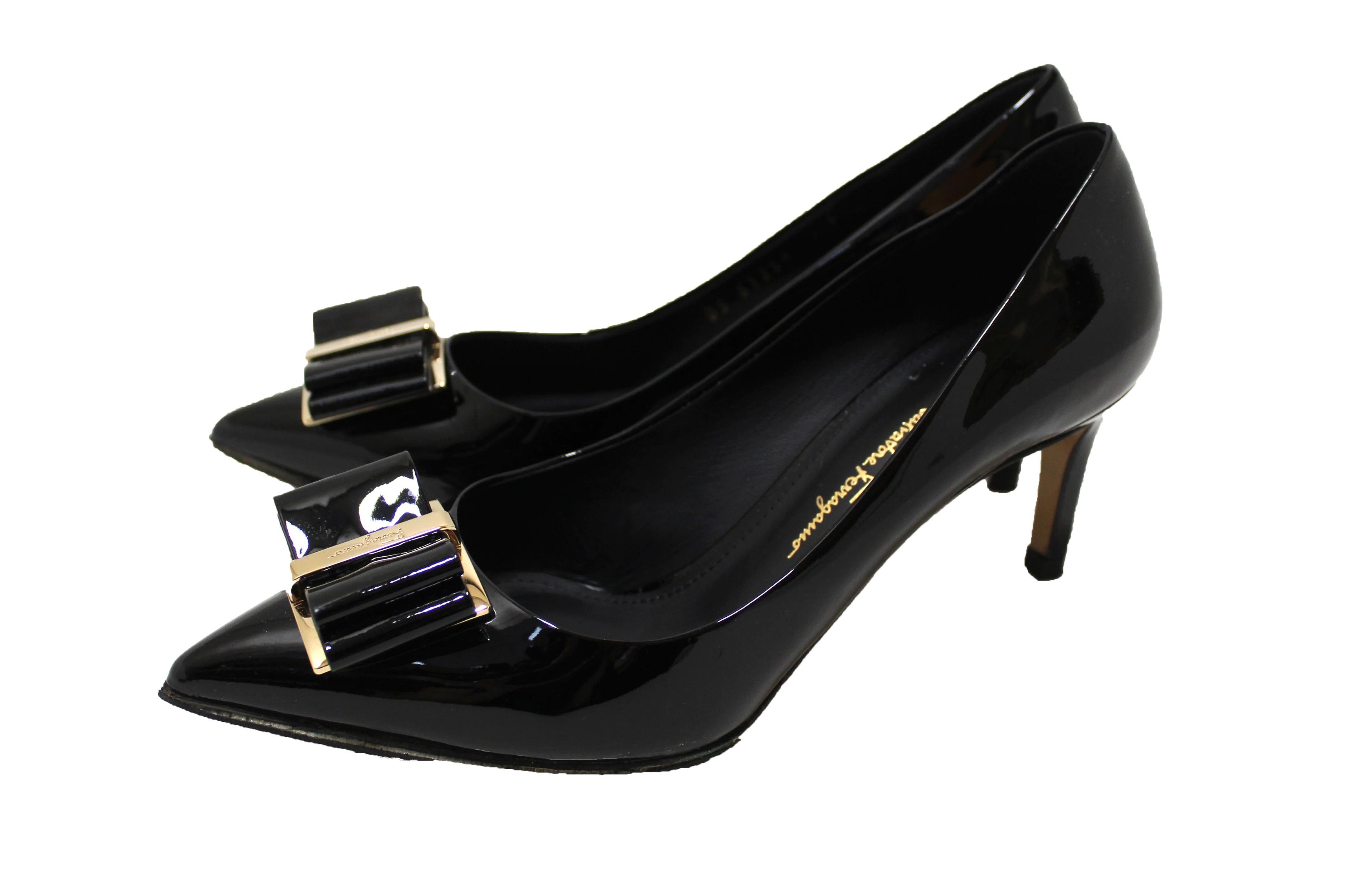 Salvatore Ferragamo o1s1rm0924 Zeri Vara Bow Pumps in Black Size US 7.5 / IT 37.5 - 4 Thumbnail