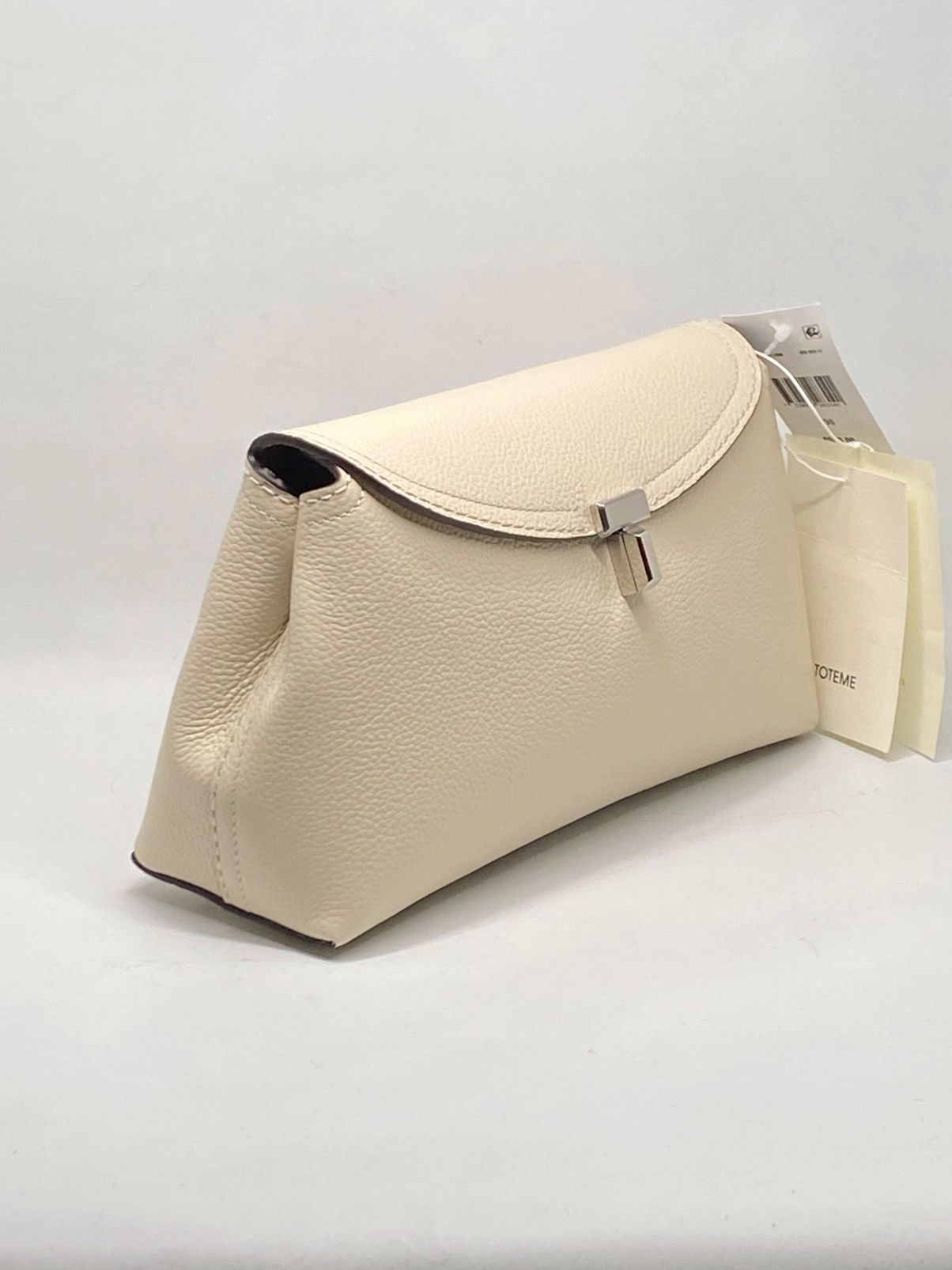 Toteme TOTEME Off-White T-Lock Grained-Leather Clutch Bag Size ONE SIZE - 8 Thumbnail