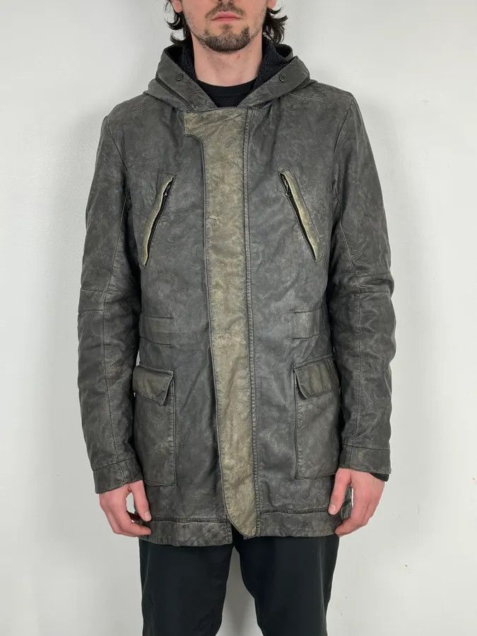 Pierre Balmain AW2012 Pierre Balmain Grey Eroded Avant-Garde Brut Long Parka Jacket Size US M / EU 48-50 / 2 - 2 Thumbnail